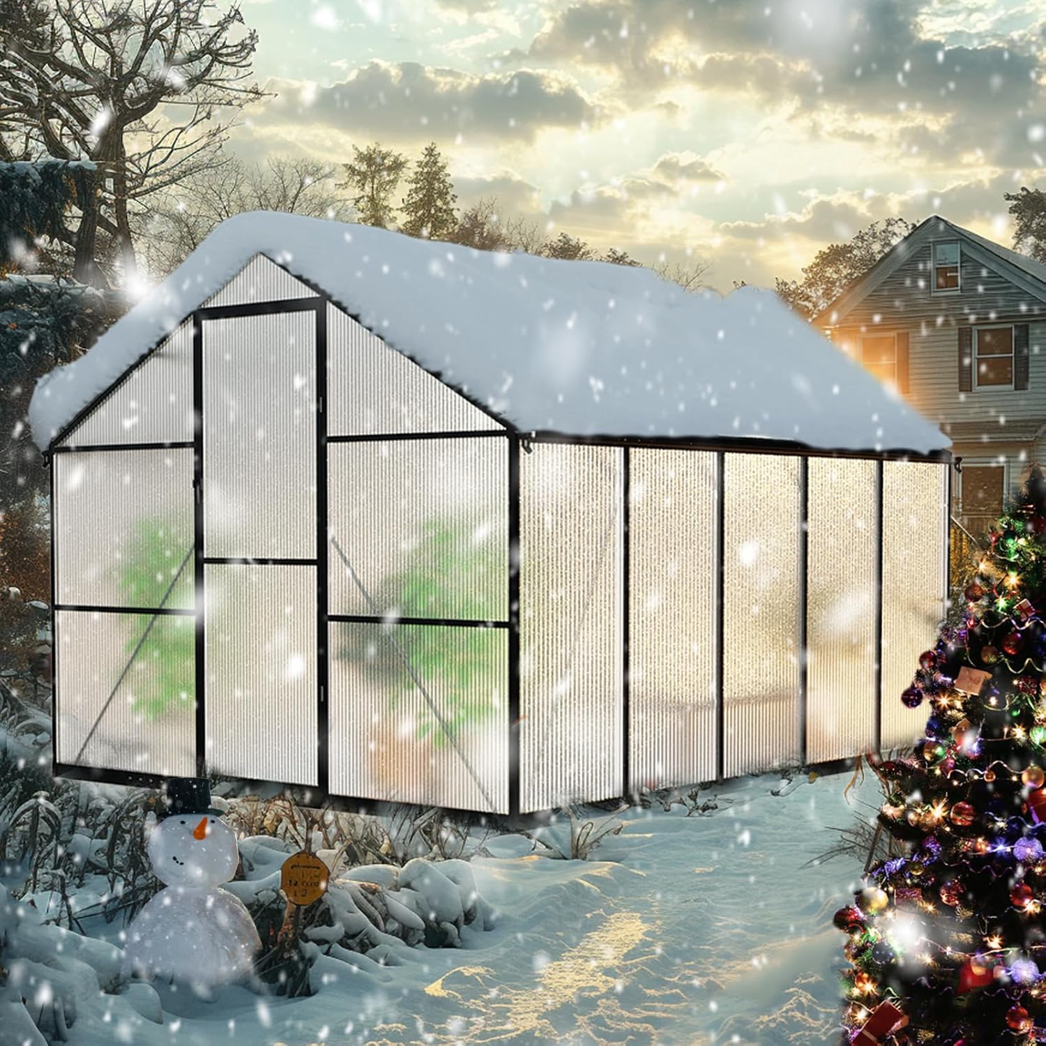810FT Greenhouse for Outdoors, Large Walk in Greenhouse Kit and Winter Garden Planting, Enhanced Aluminum Green Houses for Outside Withstands Strong Wind or Heavy Snow to Protect Vegetables or Plants