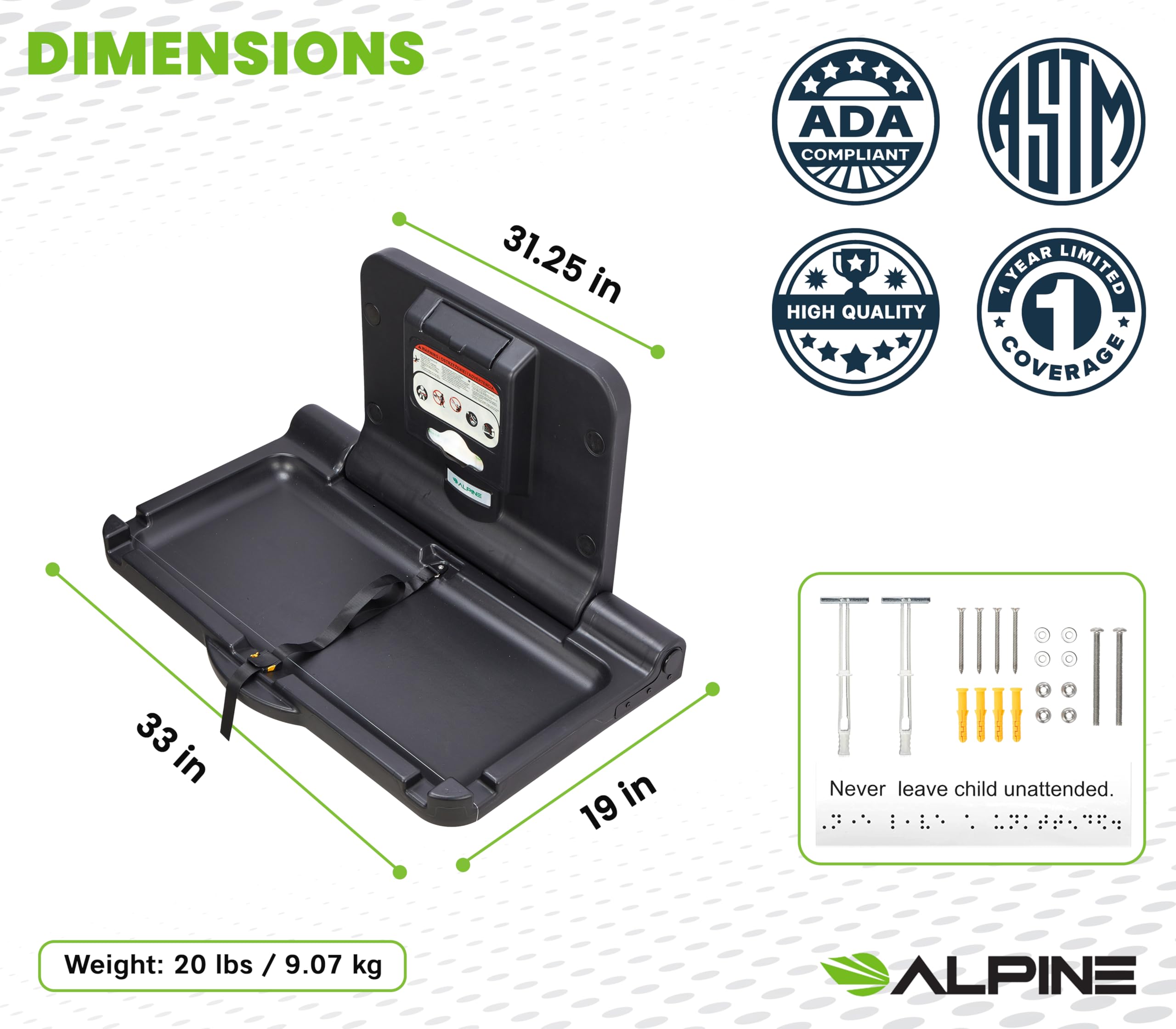 Amazon.com : Alpine Wall Mounted Baby Changing Station 2 Pack