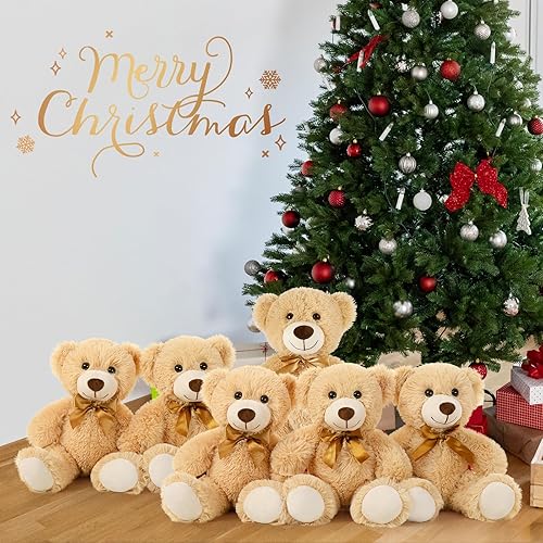 Miniatura 4 de MorisMos Oso de peluche a granel 6 paquetes de oso de peluche de 14 pulgadas pequeño oso de peluche para baby shower, fiesta de boda, marrón claro