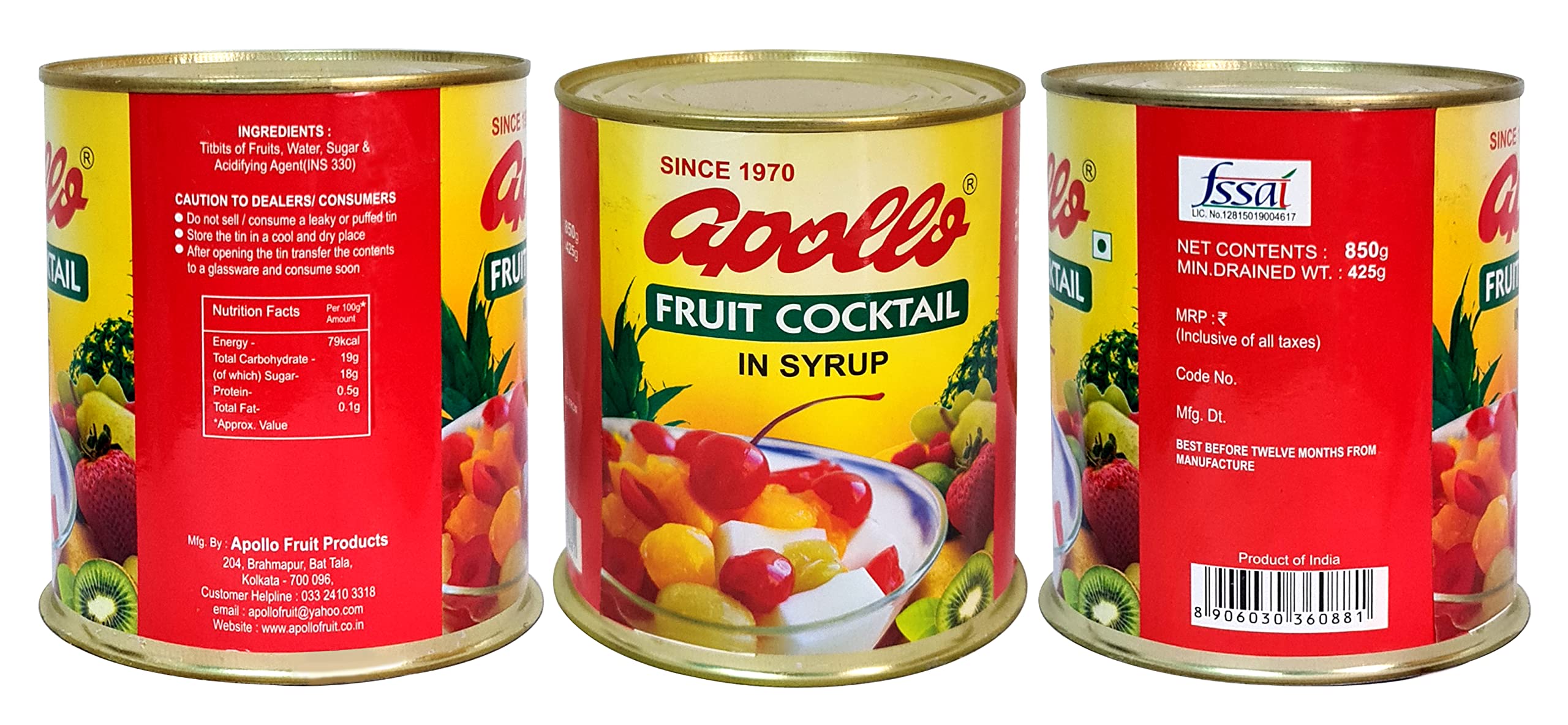 APOLLO Fruit Cocktail In Syrup 850 gm - Image 2 thumbnail