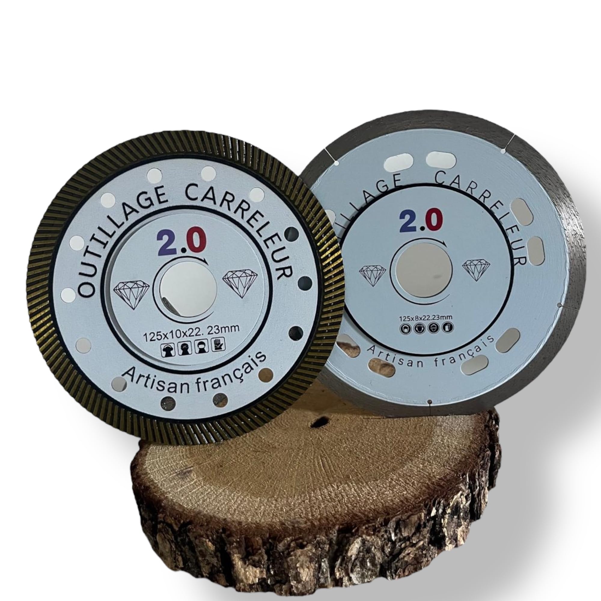 Kit 2 Dischi Diamantati Ø125 mm per Dekton – KaizenPro® – taglio preciso su Dekton, gres porcellanato, marmo, granito e pietra – per smerigliatrice – Outillage Carreleur 2.0