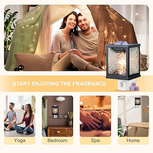 Miniatura 7 de CVHOMEDECO. Calentador eléctrico marroquí de cera derretida, calentador de velas decorativo para velas perfumadas, cera derretida, tartas y aceites