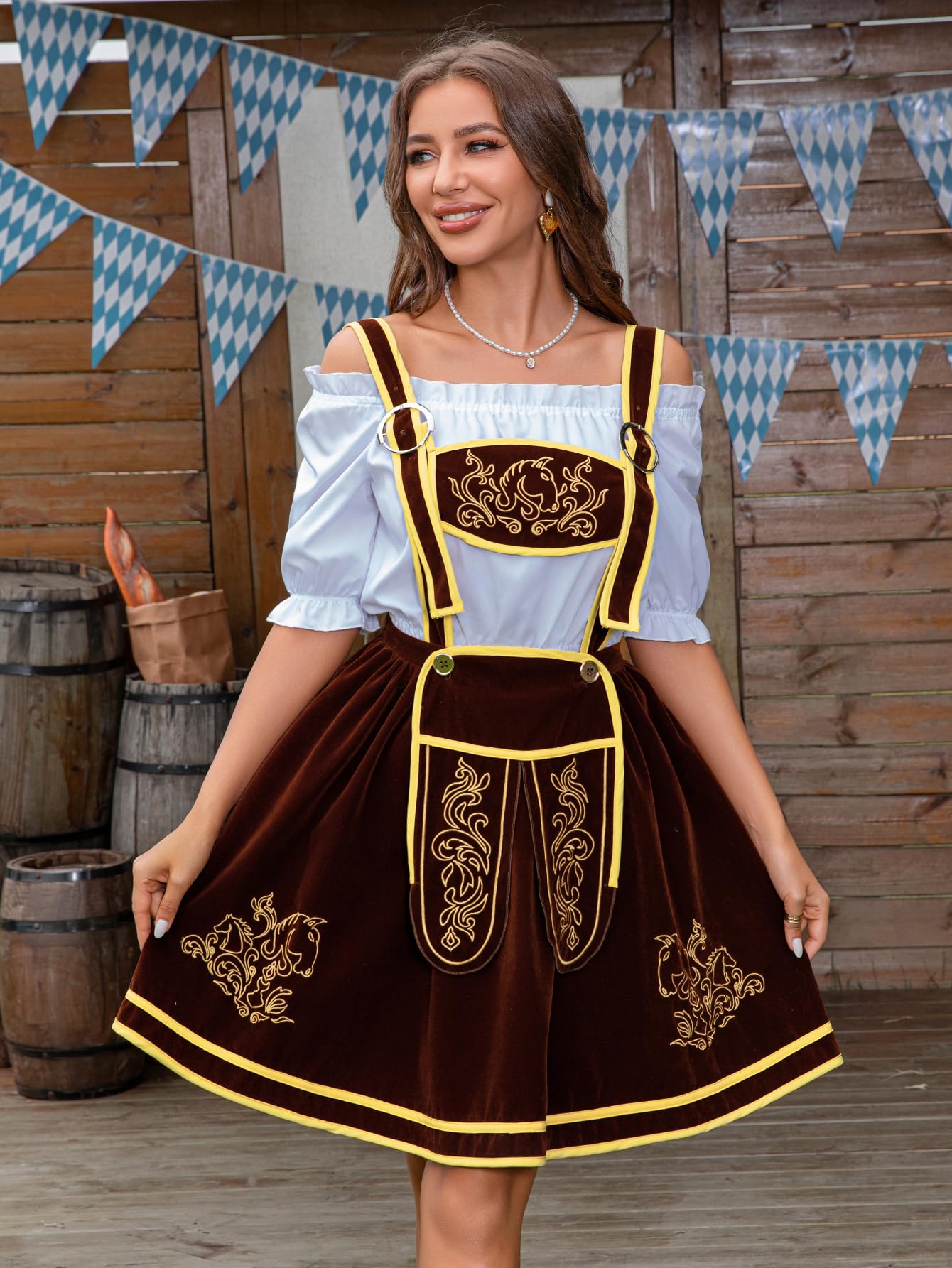 EvoEch German Bavarian Oktoberfest Costume Set for Women for Halloween Costume Party and German Beer Festival Theme Party, L - Image 3