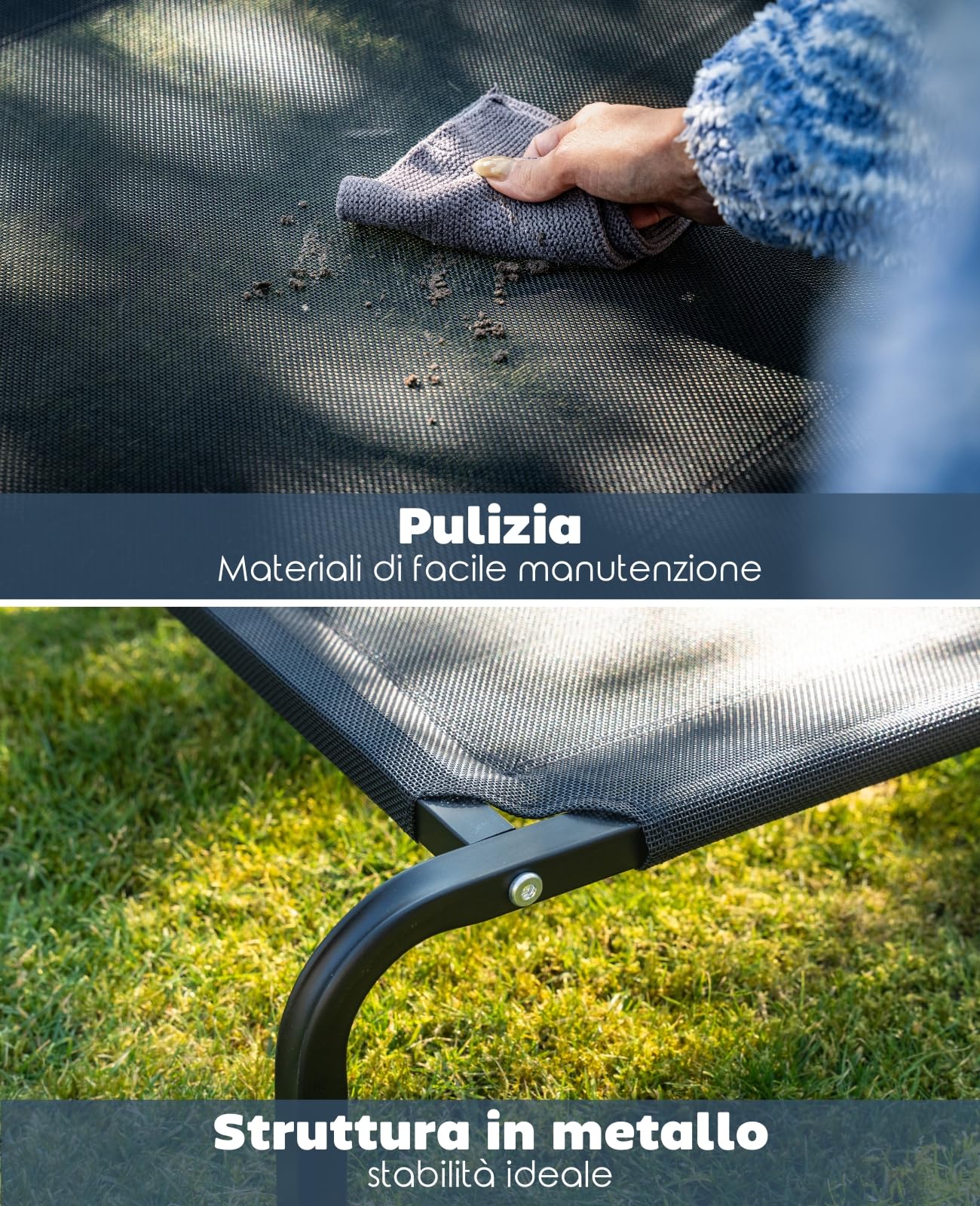 lionto Lettino rialzato per Cani Ideale per Giardino e Outdoor, (L) 114x76 cm Nero