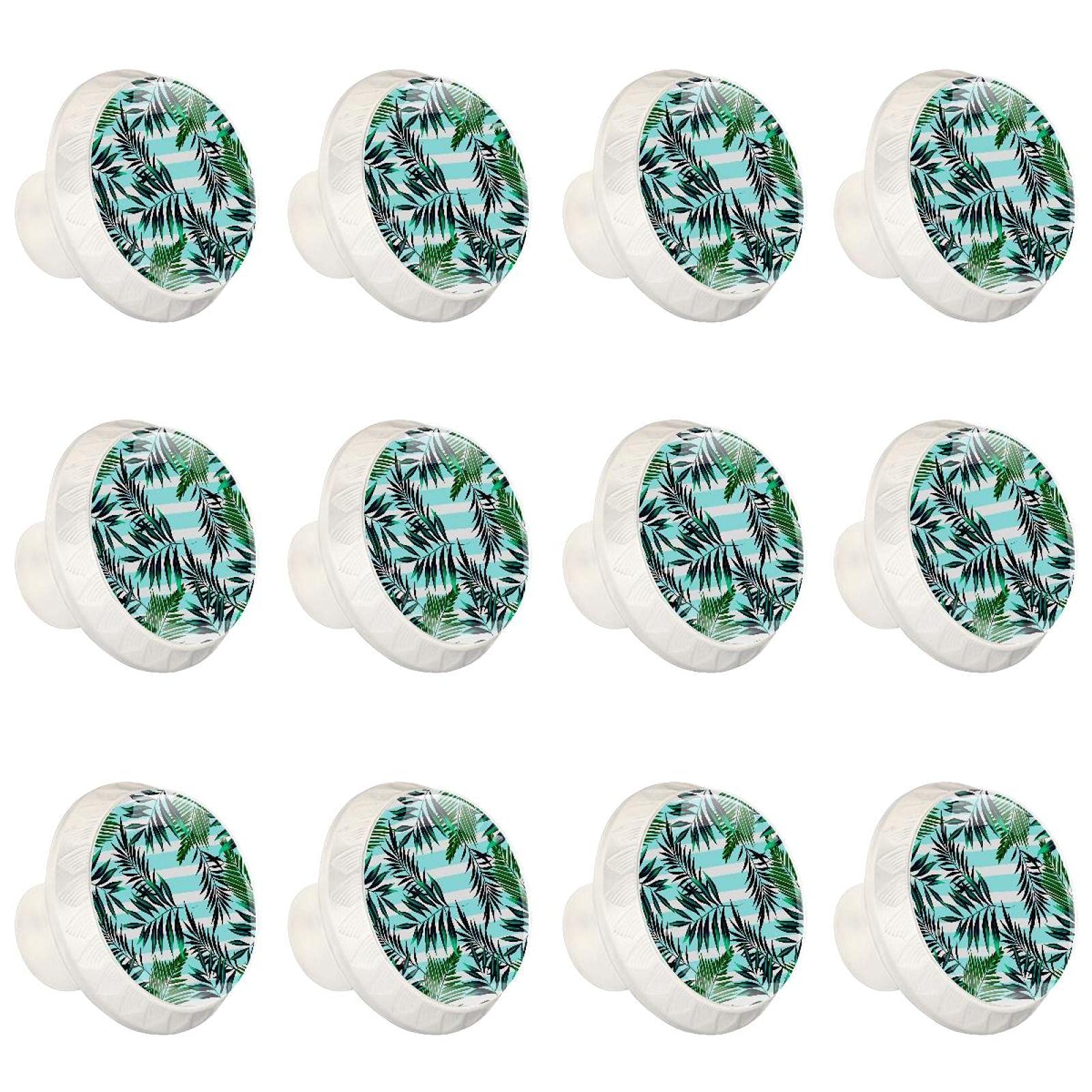 Boutons d'armoires de cuisine ronds à rayures vertes pour tiroir et commode x12