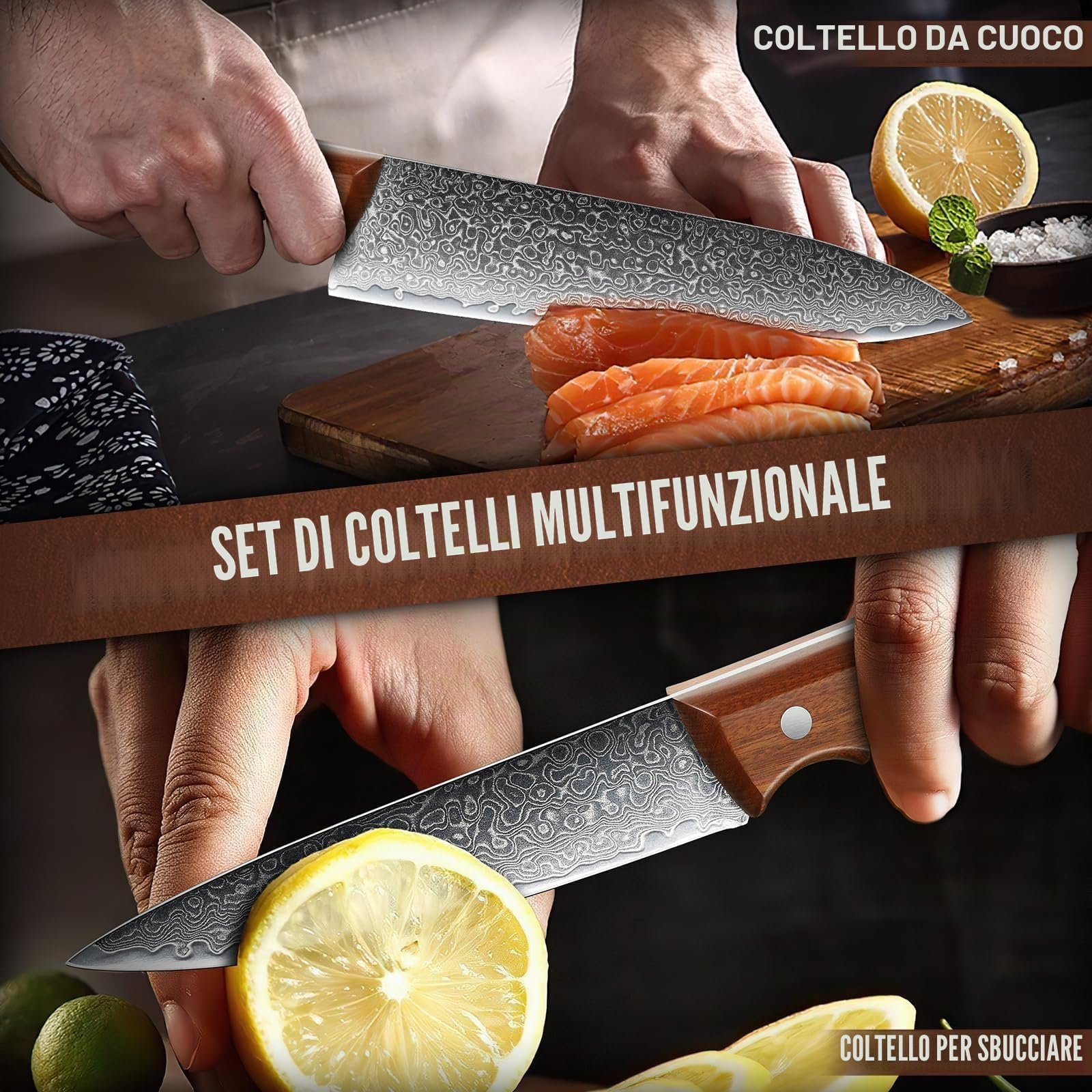 DRAGON RIOT Set Coltelli da Cucina Giapponesi 2 Pezzi con Scatola Regalo
