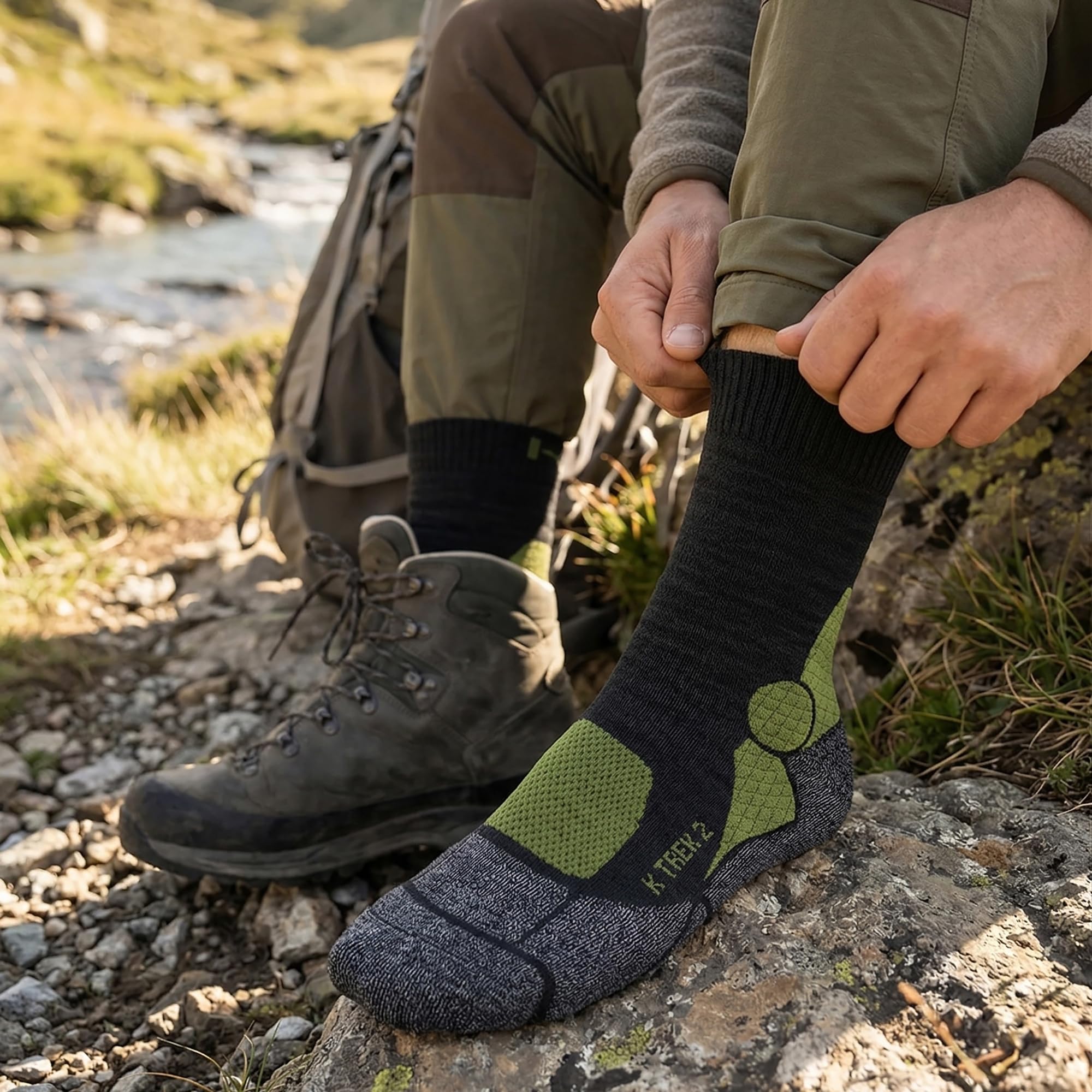 Kaiera - Trek Mid - 3 Pares Calcetines Técnicos de Trekking de Lana Merina, cómodos para las 4 Estaciones, Reforzados y Made in Italy