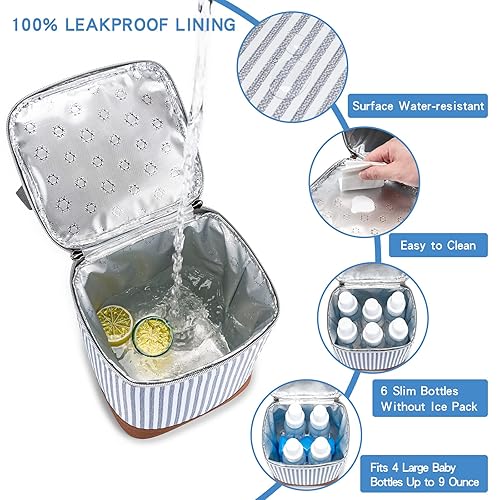 Miniatura 2 de Bolsa enfriadora de leche materna con bolsa de hielo para 4 biberones de hasta 9 onzas, bolsa para biberones ideal para madres lactantes, guardería,