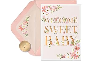 Papyrus Baby Shower Card for Girl: Classic Pink and Gold Foil Greeting Card