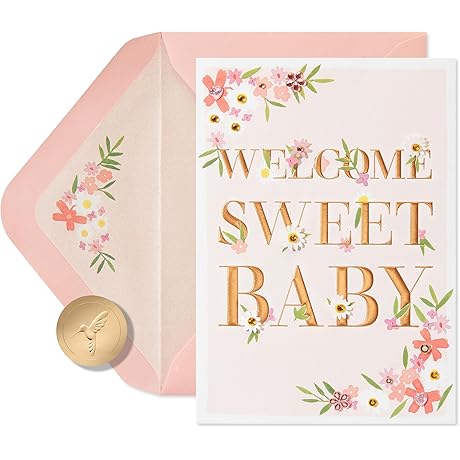 Papyrus Baby Shower Card for Girl: Classic Pink and Gold Foil Greeting Card