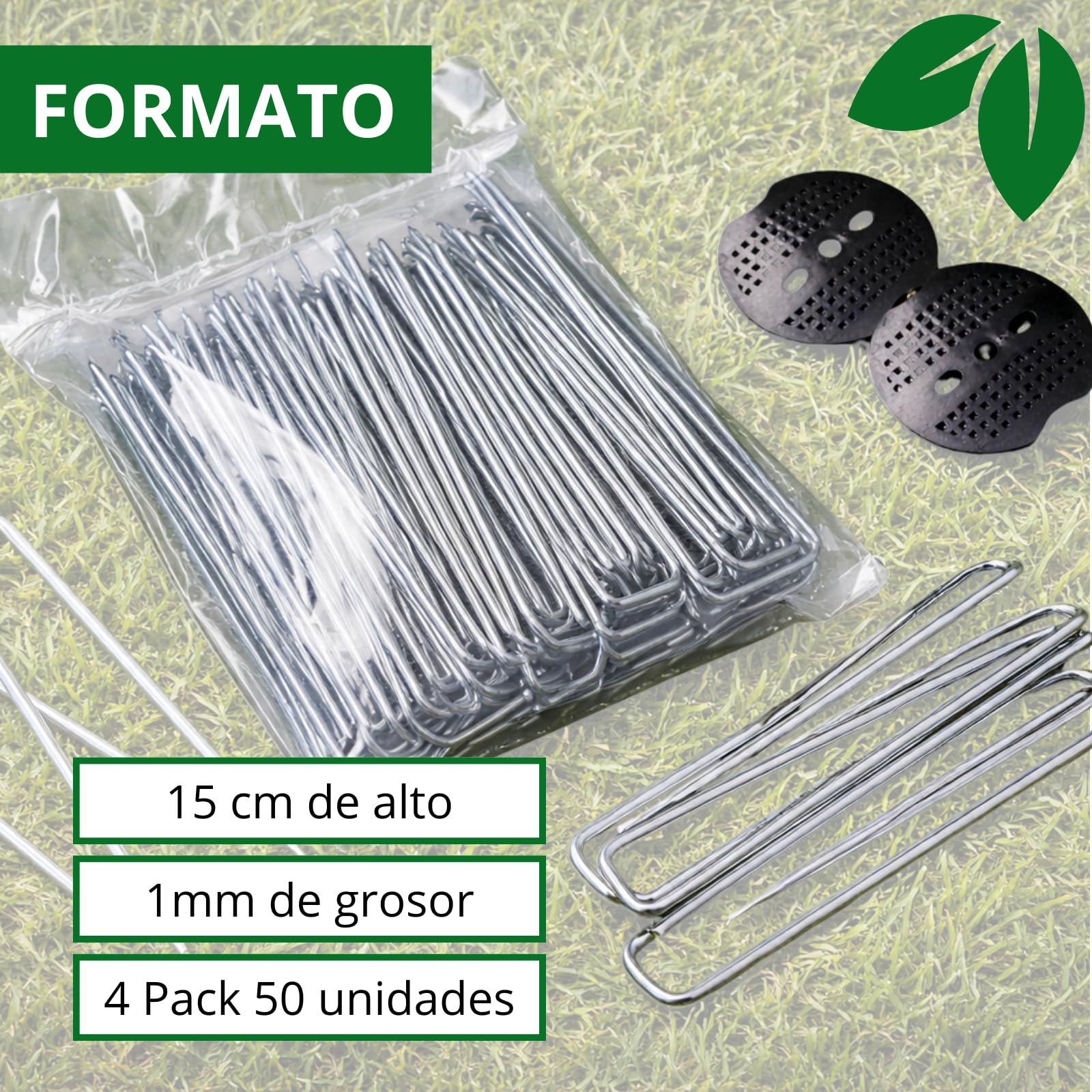 PLANTAWA Piquetas de Metal 200 Unidades | Anclaje para césped Artificial, Malla antihierbas y Lonas de jardín | Fijación Resistente, instalación rápida y sujeción Estable en Todo Tipo de terrenos