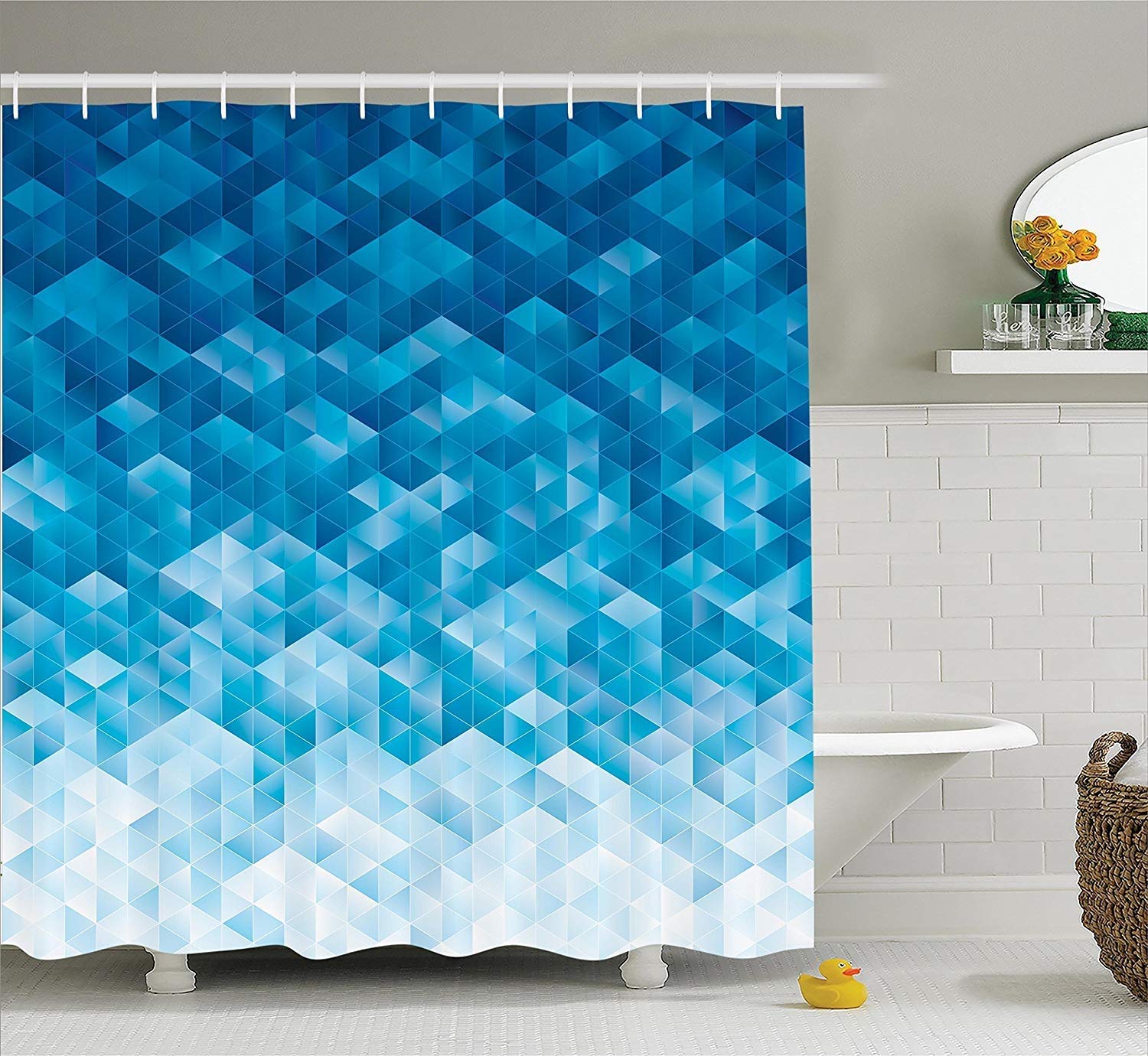 LSB-SHOWER2019, Geometric Decor Collection Stylized Fish Abstract Patterns Techno Urban Trend Creative Polyester Fabric Bathroom Shower Curtain (Color : Style5, Size : 120W x 180H CM)