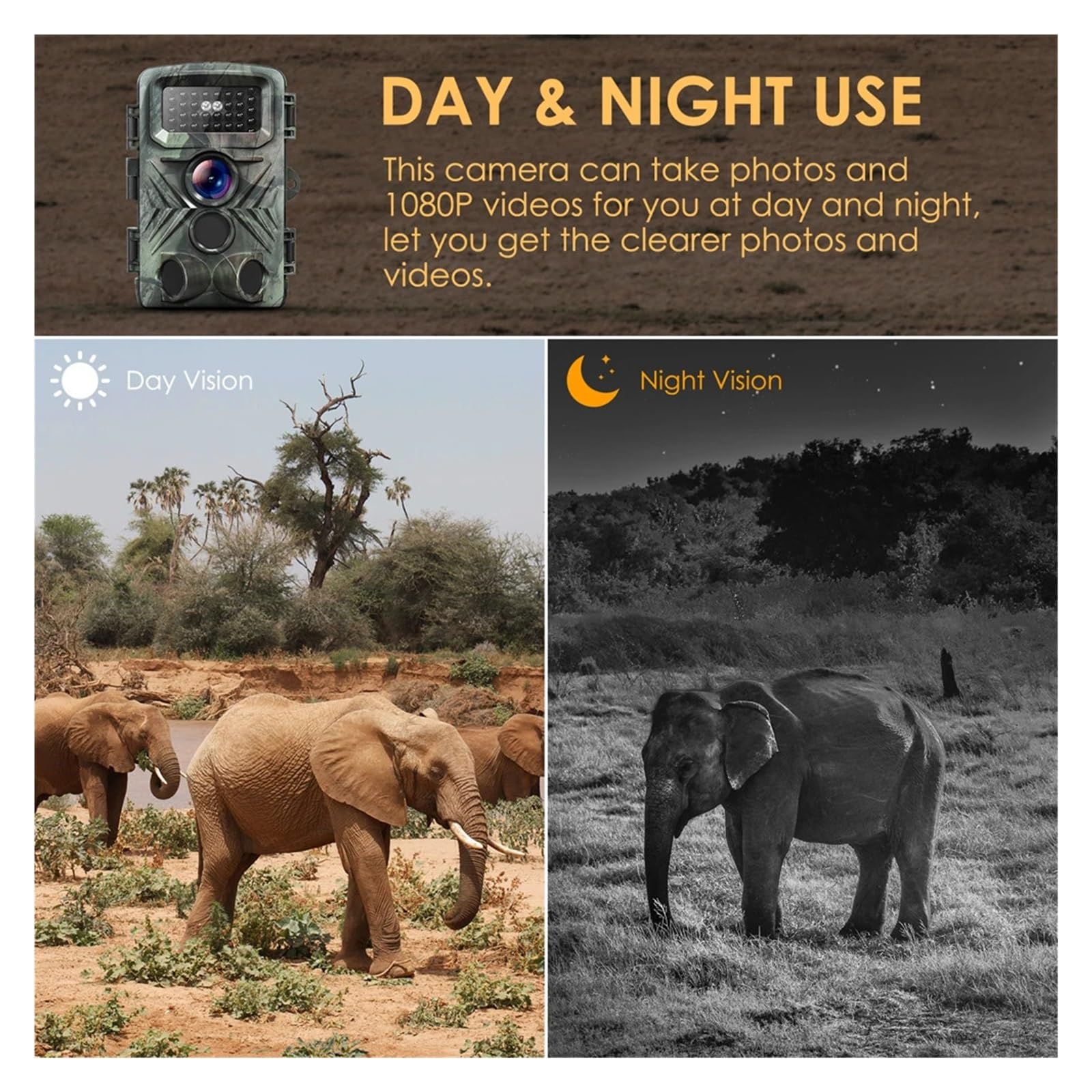 36MP 1080P Caméra De Prise De Photo Nocturne Caméra De Surveillance des Animaux De Chasse IP66 Étanche avec 34 Lumières Infrarouges