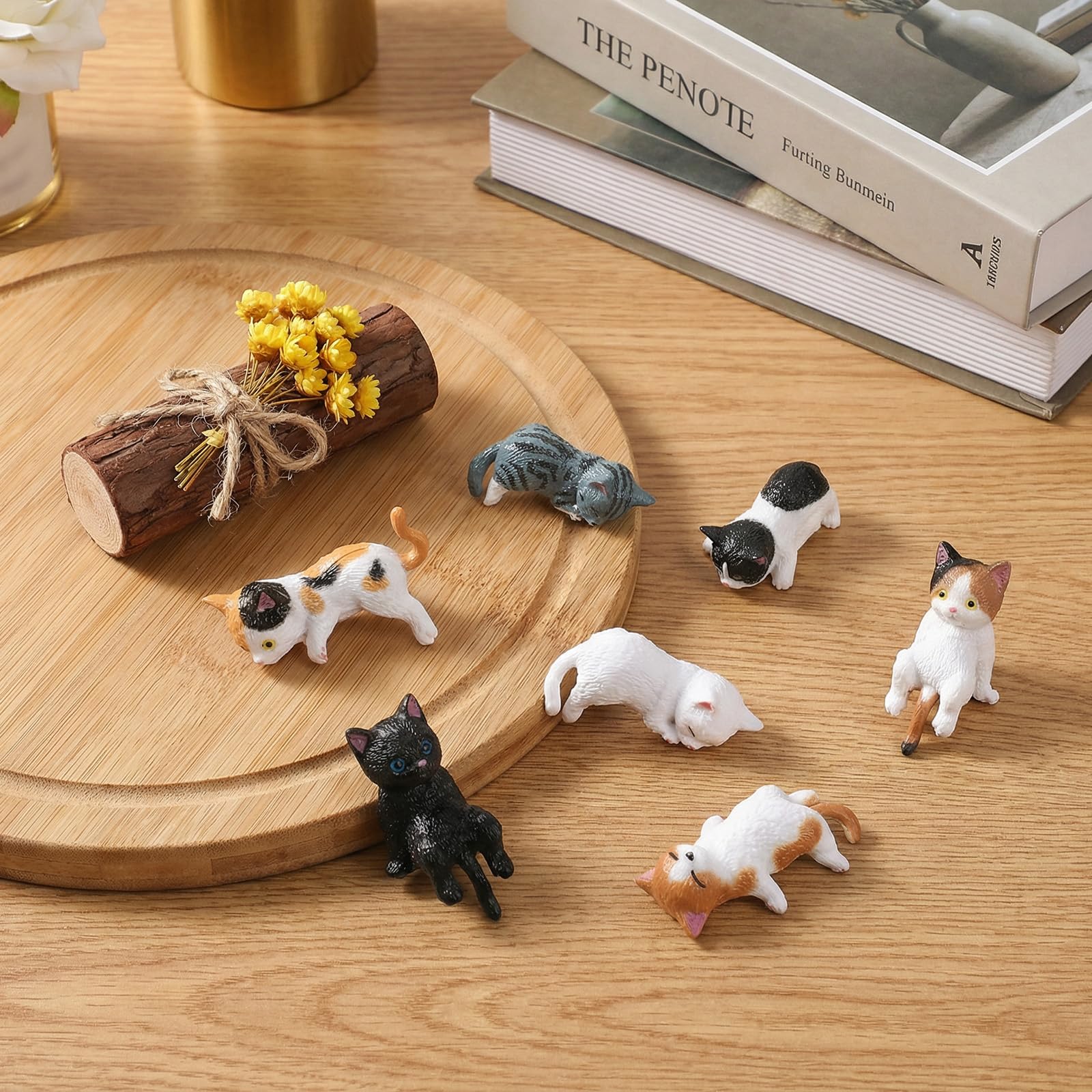 Nogeqi 8 sztuk figurek kota z żywicy, mini zwierzęta, ornamenty na biurko, śliczny kształt, do wnętrza samochodu, na święta, przeprowadzkę, zakup nowego samochodu
