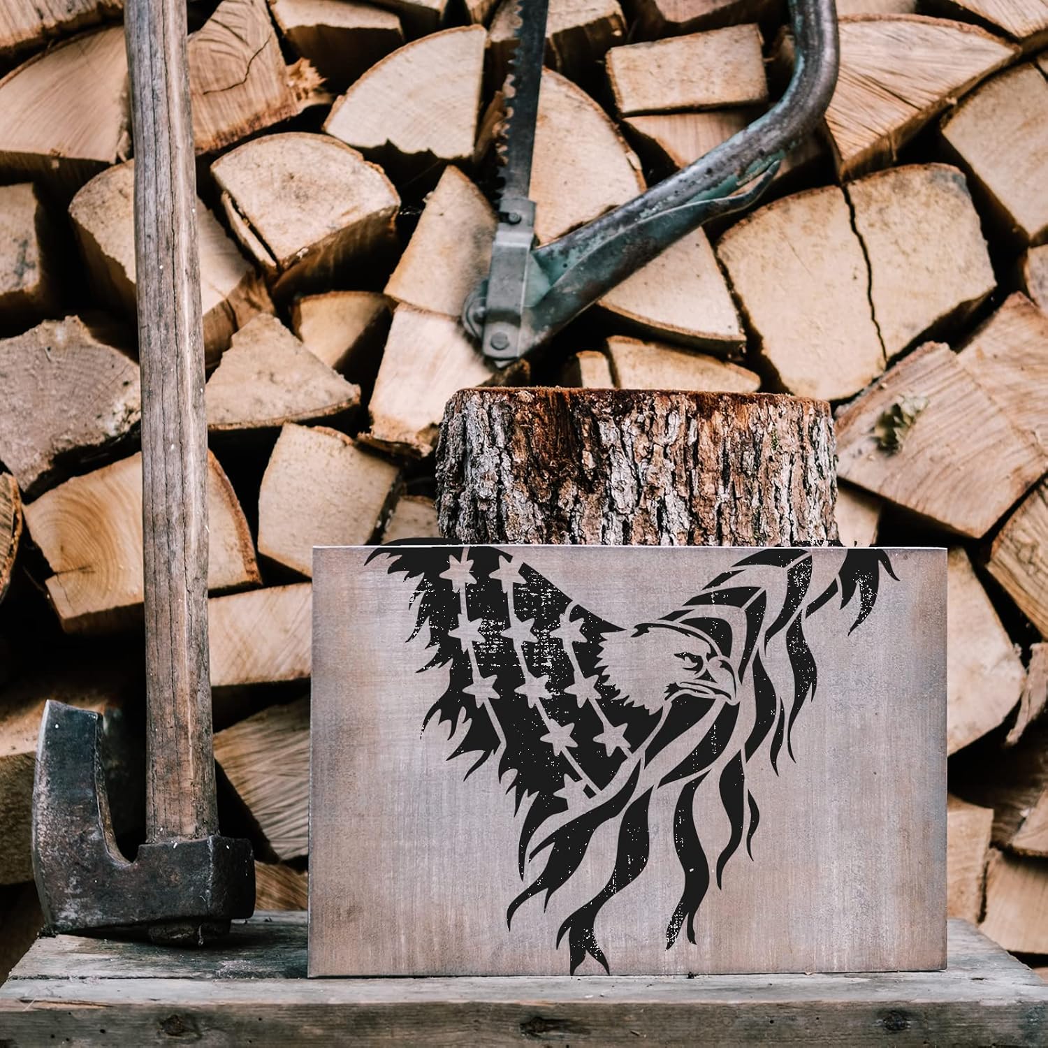 Eagle American Flag Stencil - Us Flag, Paint, Patriotic, Reusable, Crafts