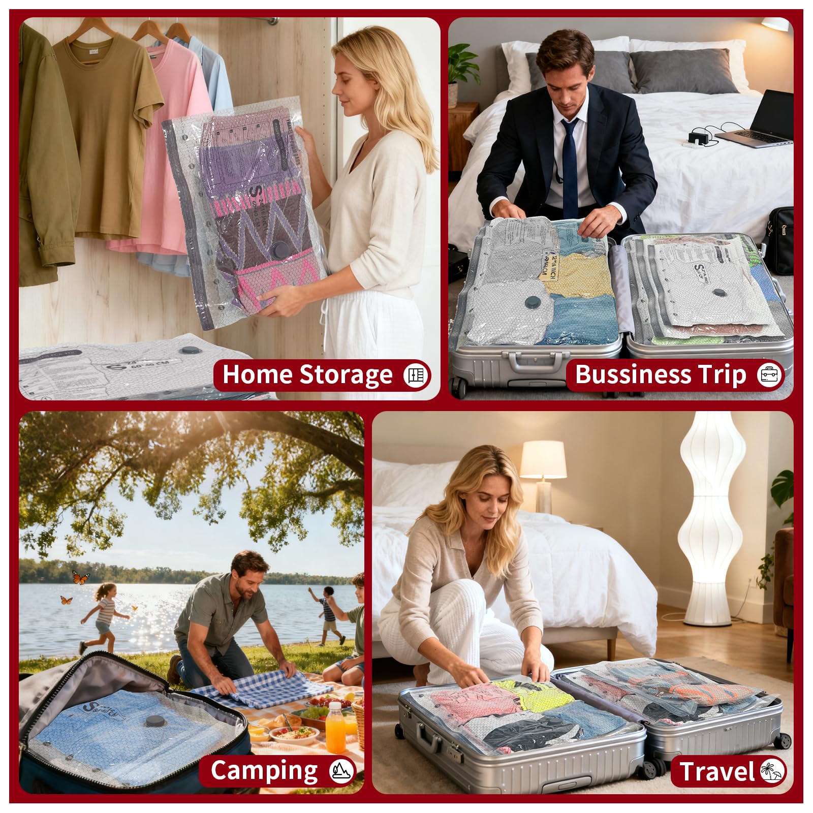 Bolsas de almacenamiento al vacío, paquete de 9 unidades de 23.6 x 15.7 pulgadas, bolsas selladoras que ahorran espacio, bolsas de compresión herméticas para ropa, almohadas, edredones, mantas, ropa