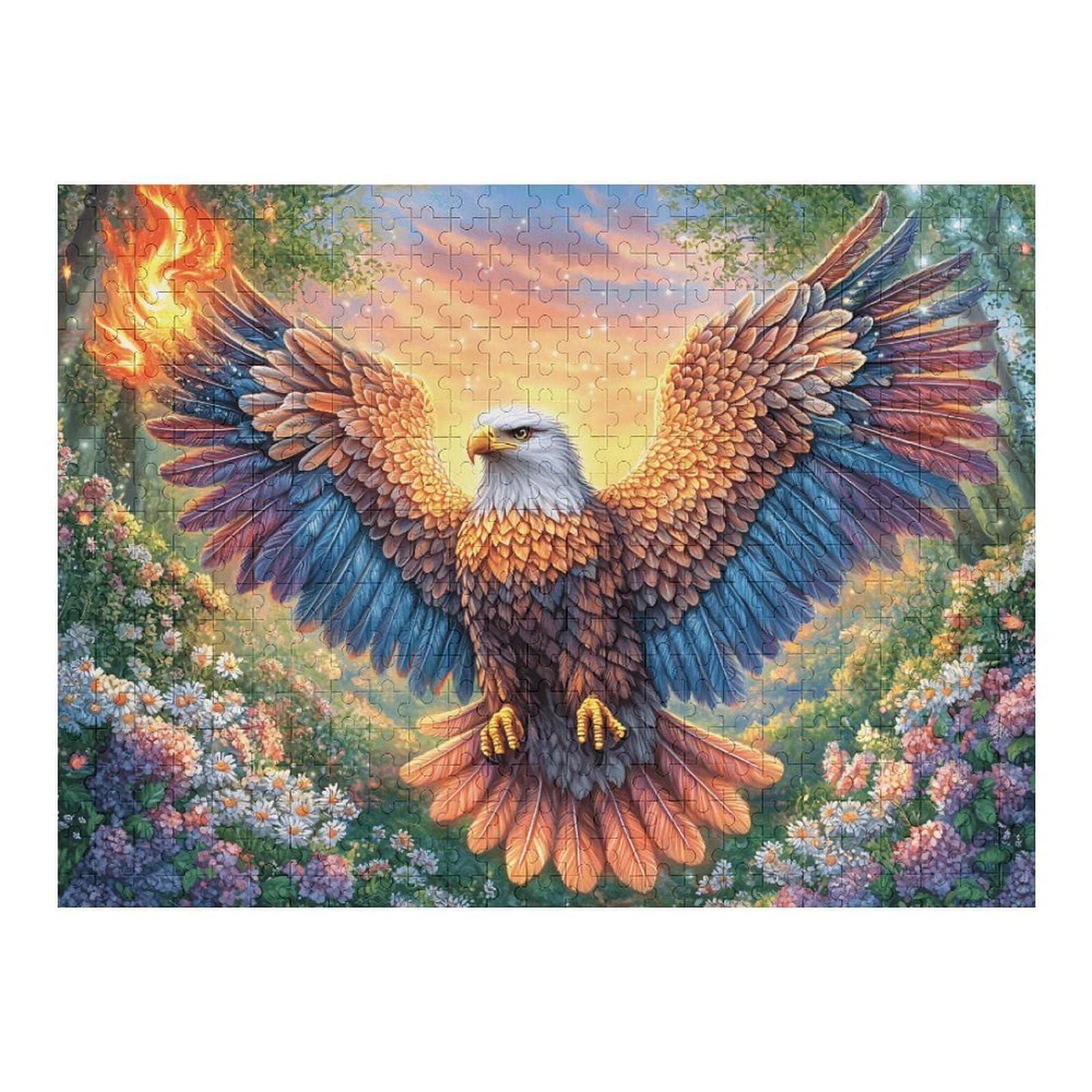 Holy Light Bald Eagle 500 Piece Jigsaw Puzzle for Adults Teens Entryway Decor Welcome Art Colourful Design Great Gift for Newlyweds 500 PCS