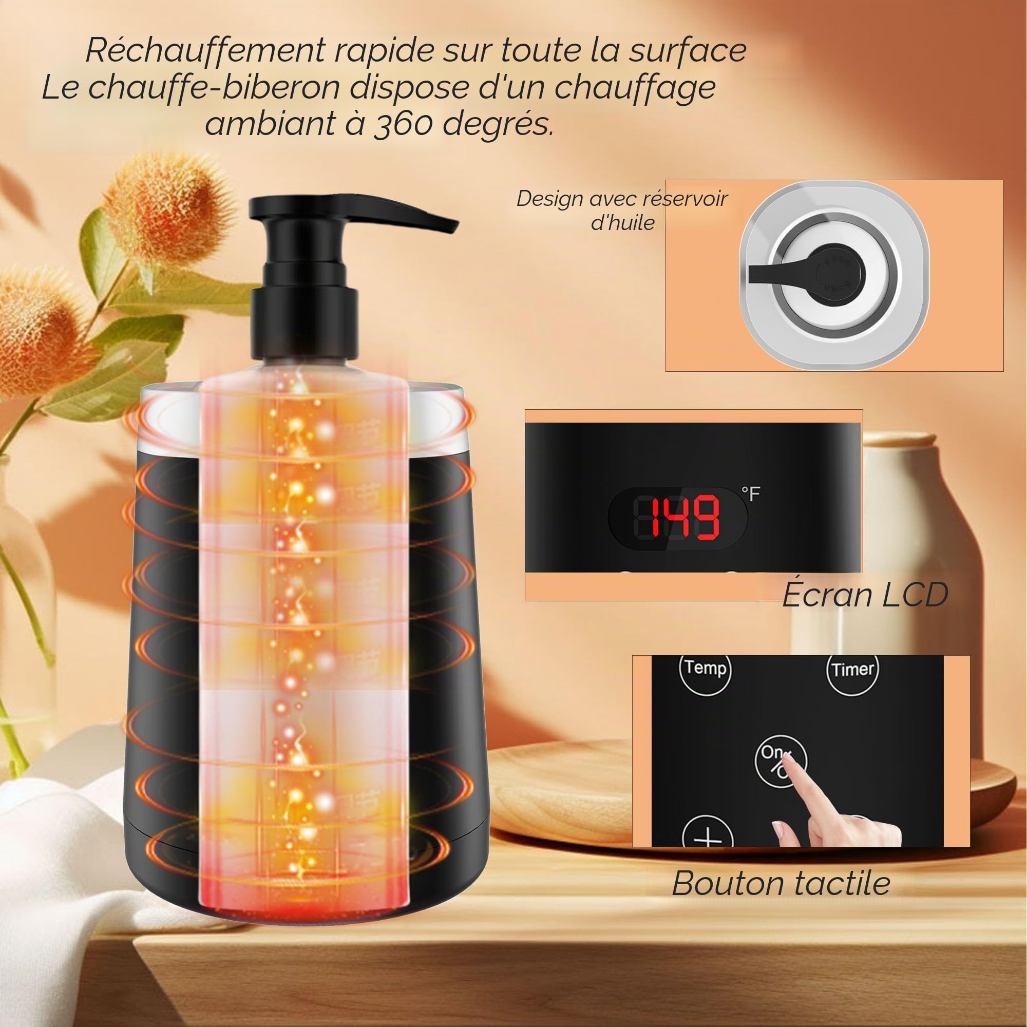 Chauffe-Huile de Massage Professionnel Réglable avec 2 Distributeurs, Affichage LED pour Spa