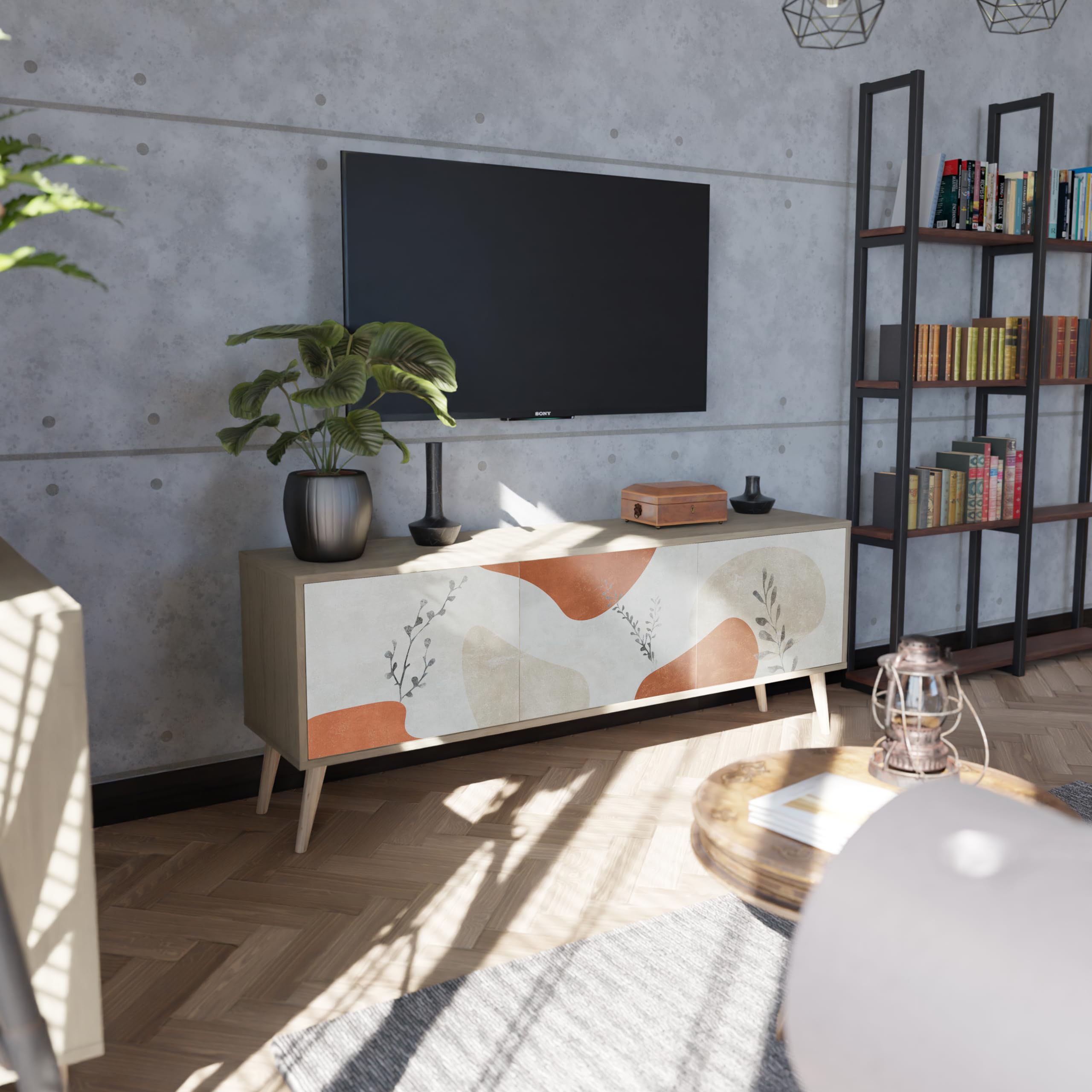 TV Stand HEALANCY 3 Porte Con Cassetti Moderno - Dettaglio