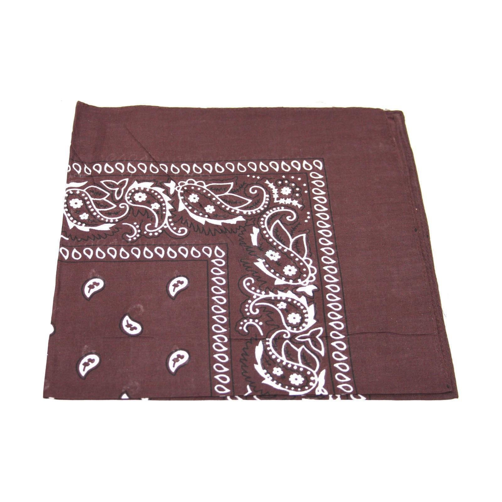 [UK SELLER] Men's/Women's Bandana Head Scarf Neck Scarves Paisley 100% COTTON (brown)