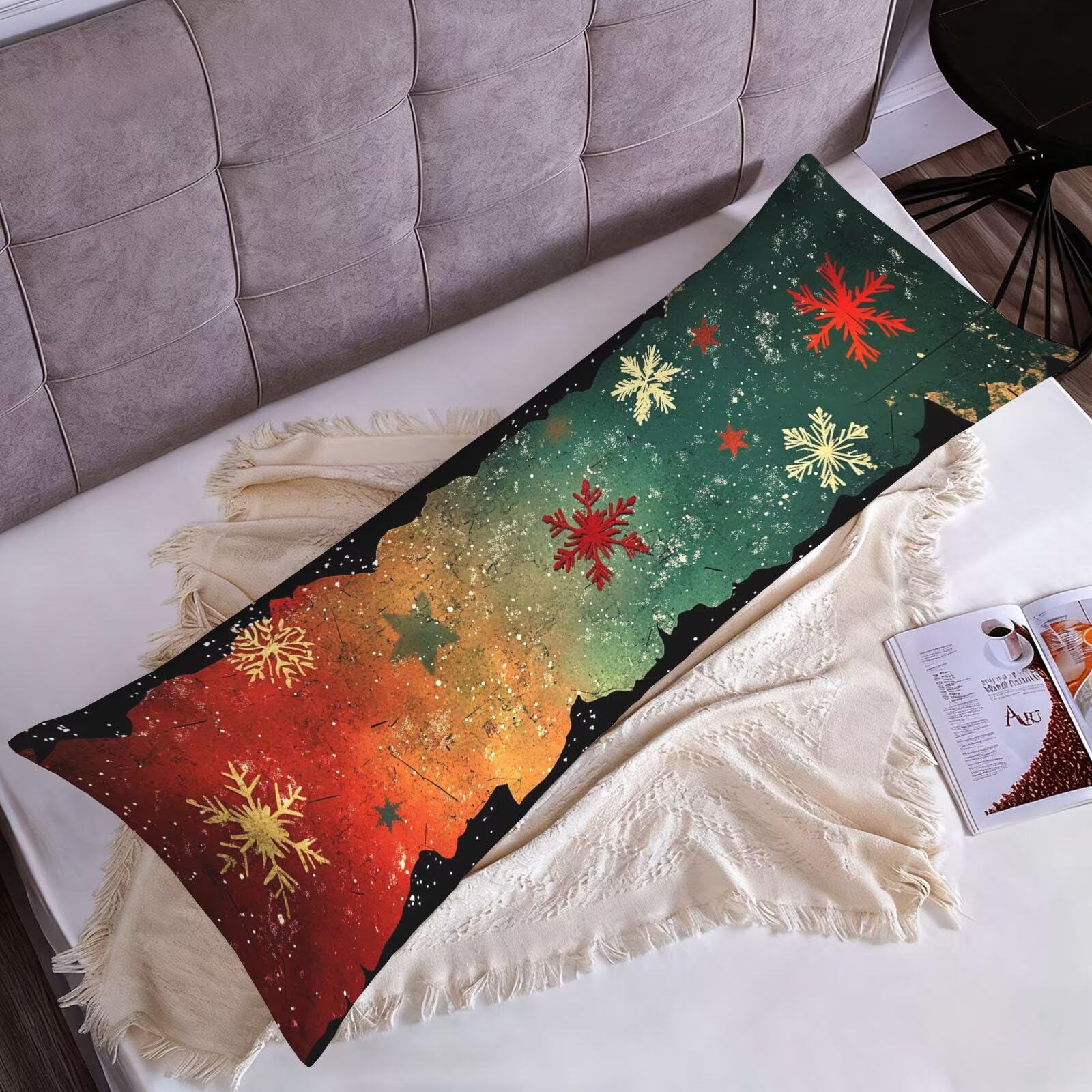 Poszewka na poduszkę 60 x 180 cm, dla osób śpiących na boku, turkusowa, pomarańczowa, super miękka, dwustronna, długa poduszka z niewidocznym zamkiem błyskawicznym, na sofę, łóżko, dekoracja w0-1496