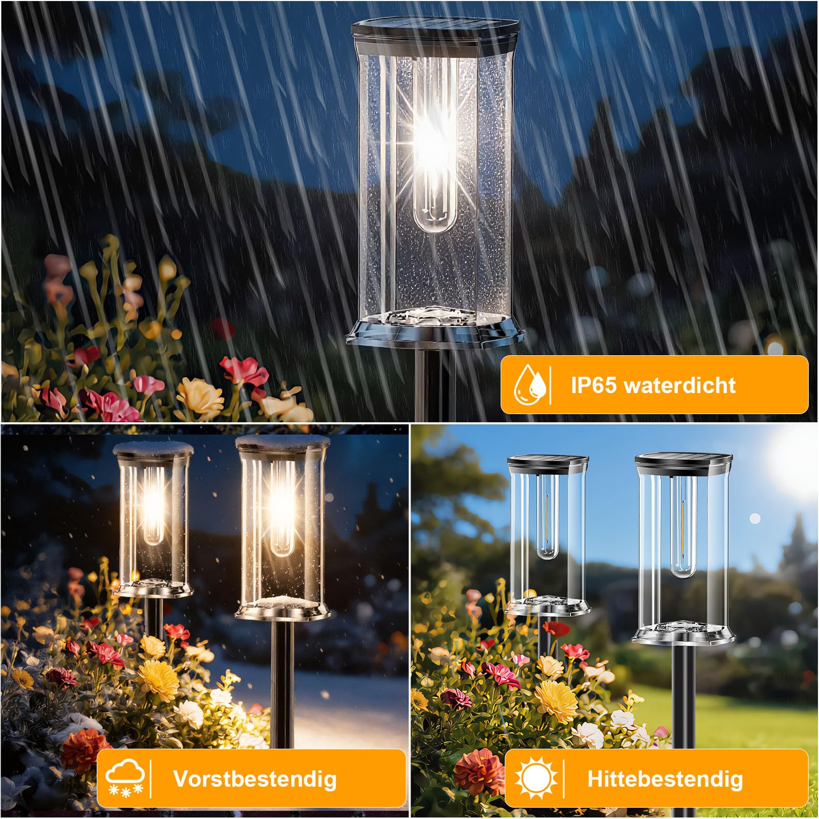 SOLARBABY Lampes Solaires Extérieur Jardin - Lot de 12 LED Blanc Chaud, Lampe Solaire Jardin IP65 Étanche, Éclairage Jardin Solaire Auto, Lampes Solaires Décoratives pour Allée Chemin Pelouse Piscine