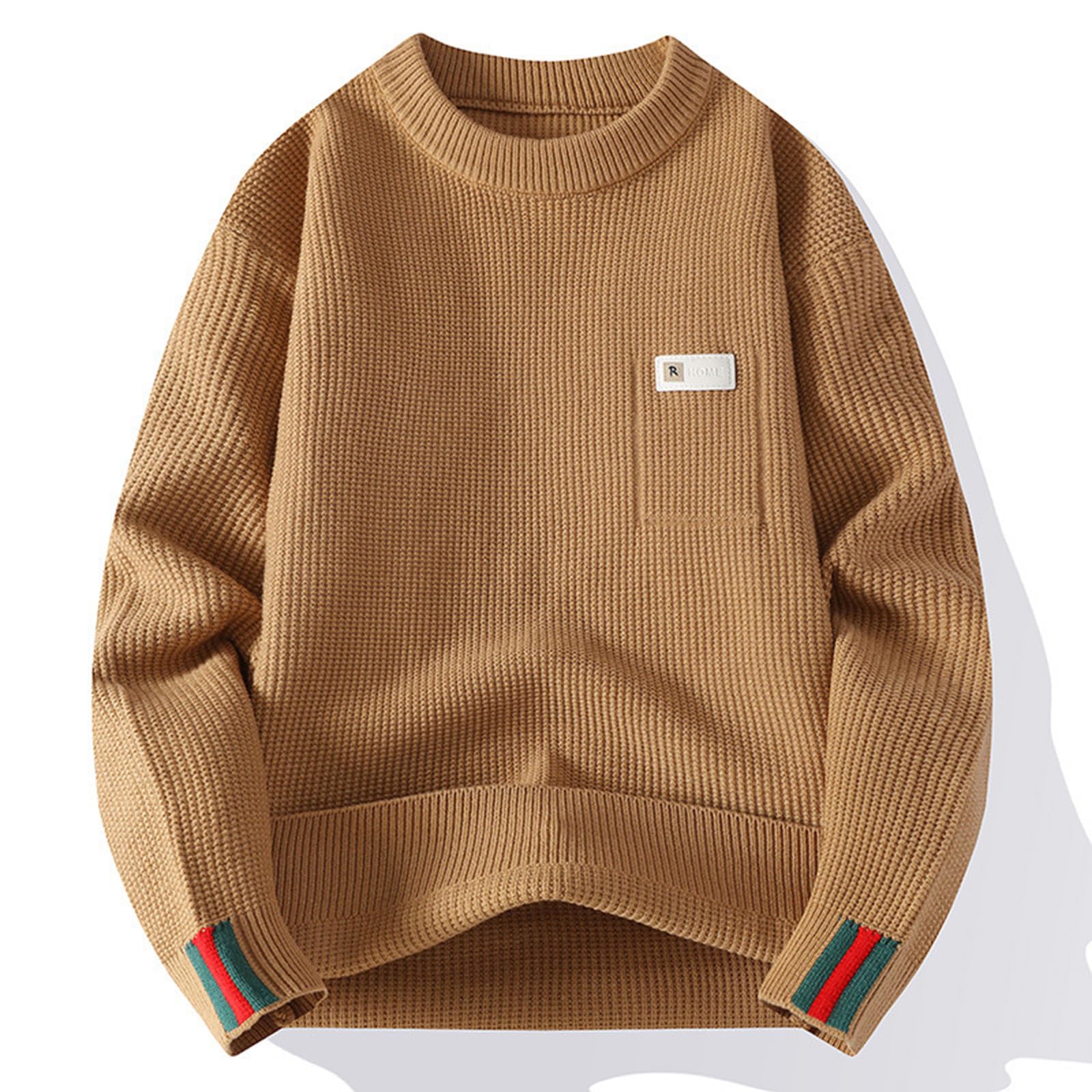 Jersey de punto para hombre, color puro, suéter de invierno, ajuste relajado, suéter suave y ligero, respetuoso con la piel, cálido jersey de ganchillo cómodo para hombre