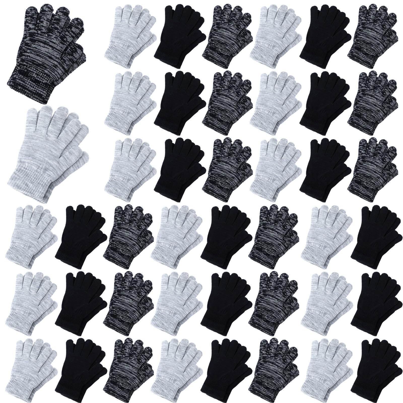 Handepo 100 Pair Winter Knit Gloves Bulk for Adults