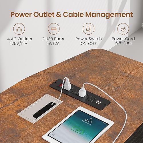 Miniatura 7 de SEDETA Escritorio ejecutivo de 71 pulgadas con archivador, escritorio de oficina grande con cajones y estantes, escritorio para computadora en forma