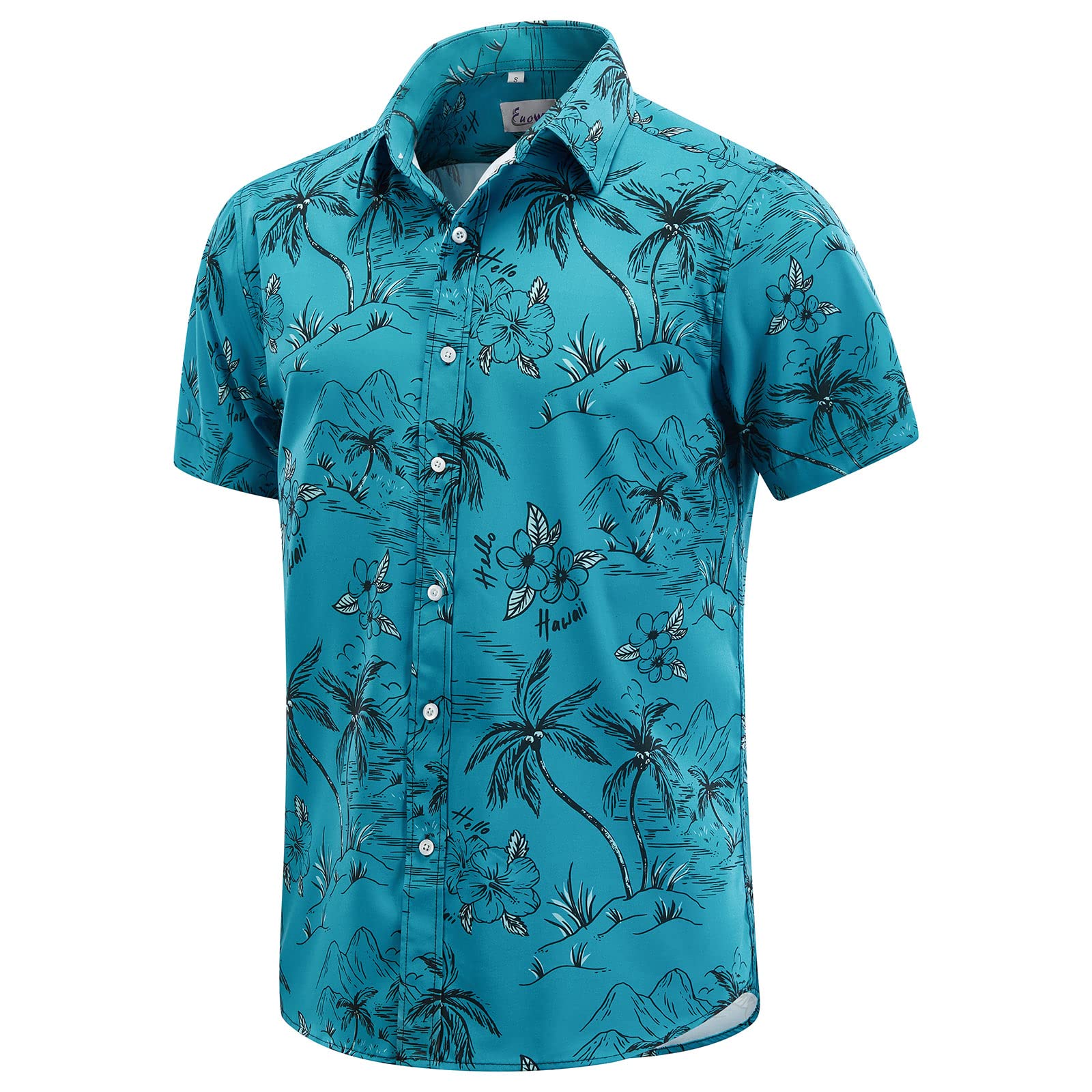 EUOWMen's Hawaiian Shirt Short Sleeves Printed Button Down Summer Beach Dress Shirts