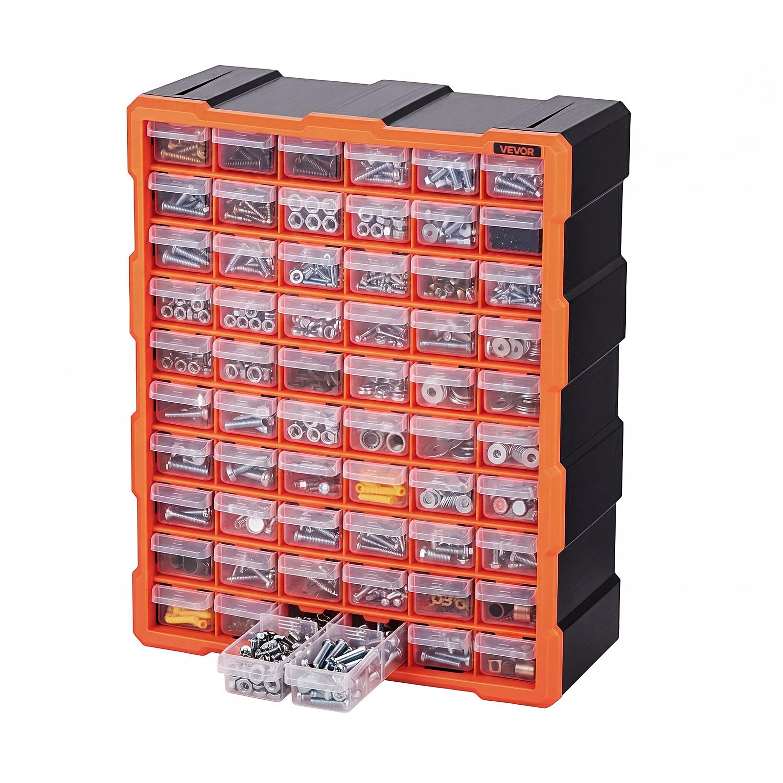 VEVOR Organizer per Minuteria a 60 Cassetti, Cassettiera Porta Minuteria Impilabile, Contenitore da Parete per Viti, Bulloni, Ferramenta e Componenti, in Plastica, Ideale per Garage, Casa e Officina