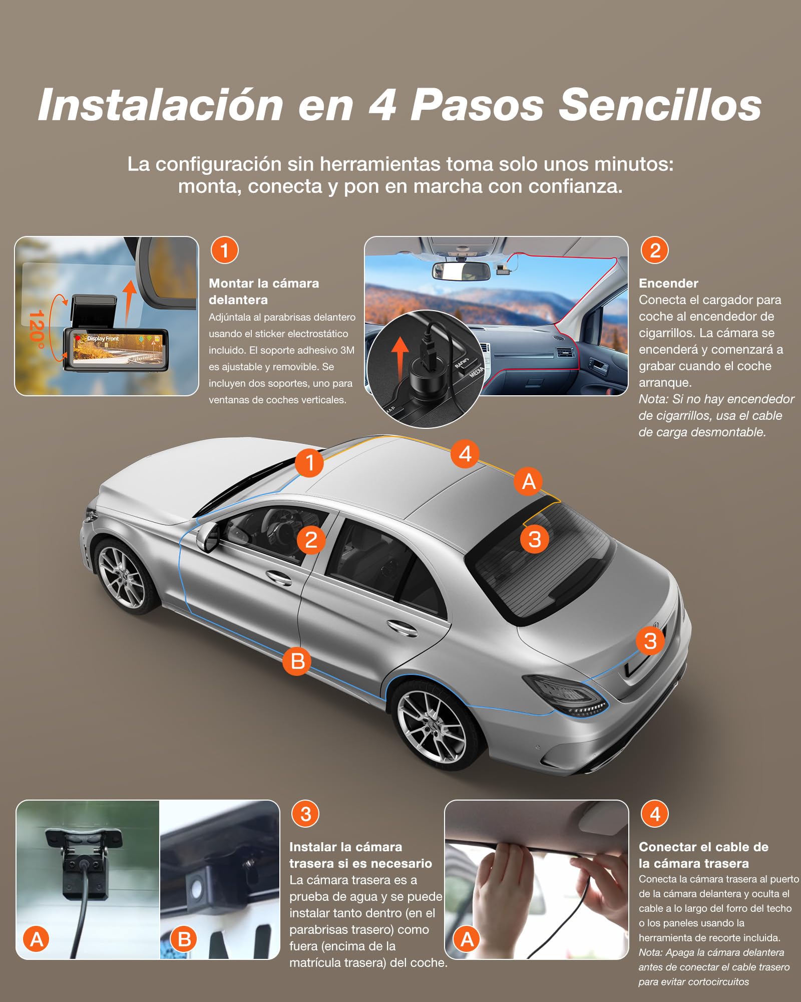 iZEEKER 4K Dashcam Frontal y Trasera, WiFi 6 Dash CAM Coche con Tarjeta 32G, 4K+1080P Camara Coche, Pantalla de 2.99", App, Visión Nocturna, Sensor G, Grabación en Bucle, 24H Monitor de Aparcamiento