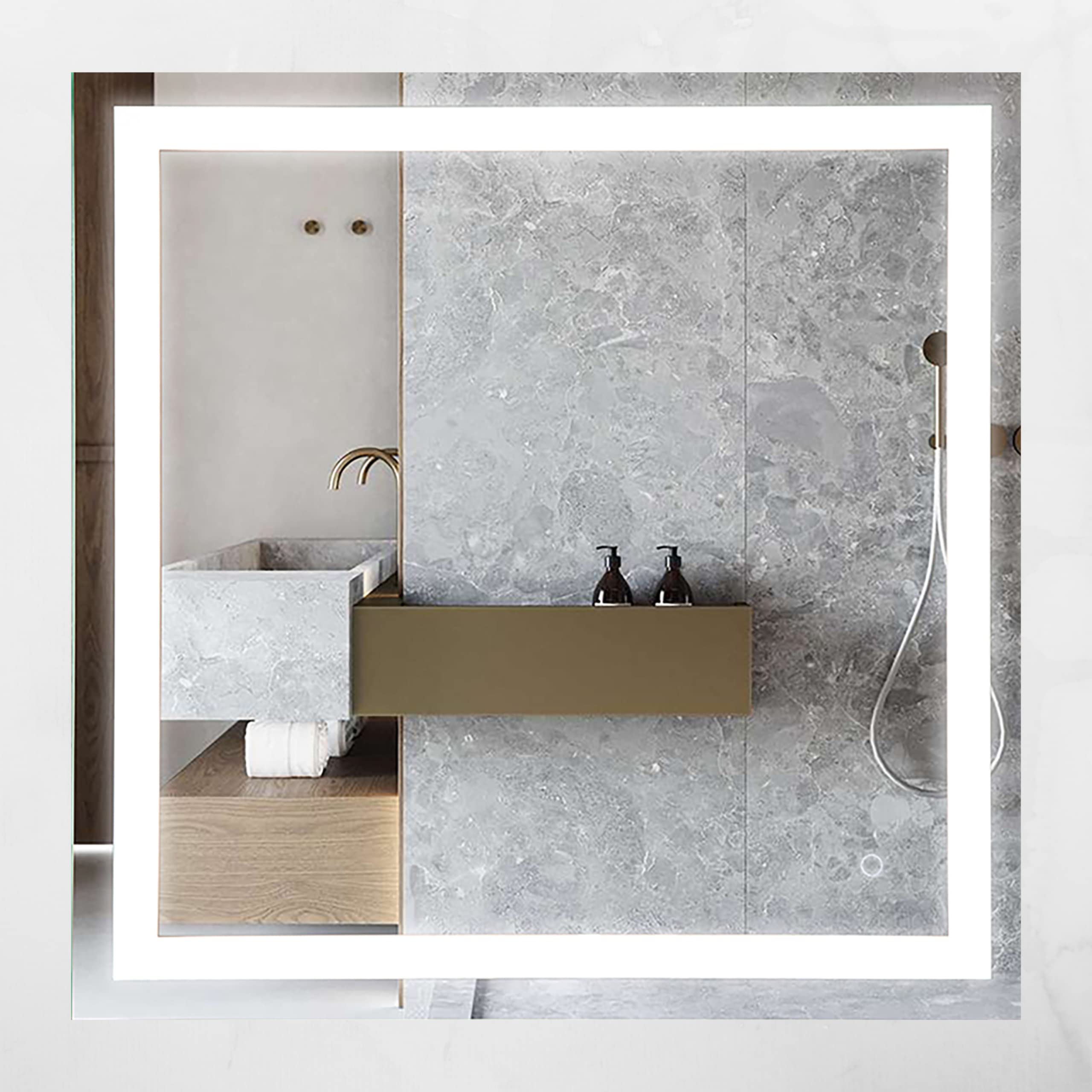 Buy LED Vanity Bathroom Mirror Poplar Home Products 36 x 36 in. Wall