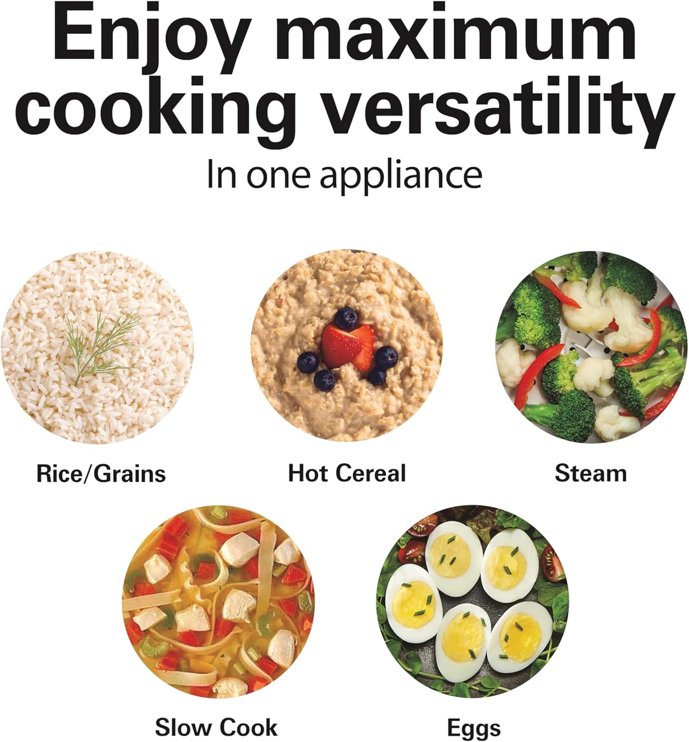 Hamilton Beach Digital Programmable Rice Cooker & Food Steamer, with Slow Hard-Boiled Egg Functions, Egg/Steam Tray, Small & Compact, 6 Cups Cooked (3 Uncooked), Stainless Steel (37524)