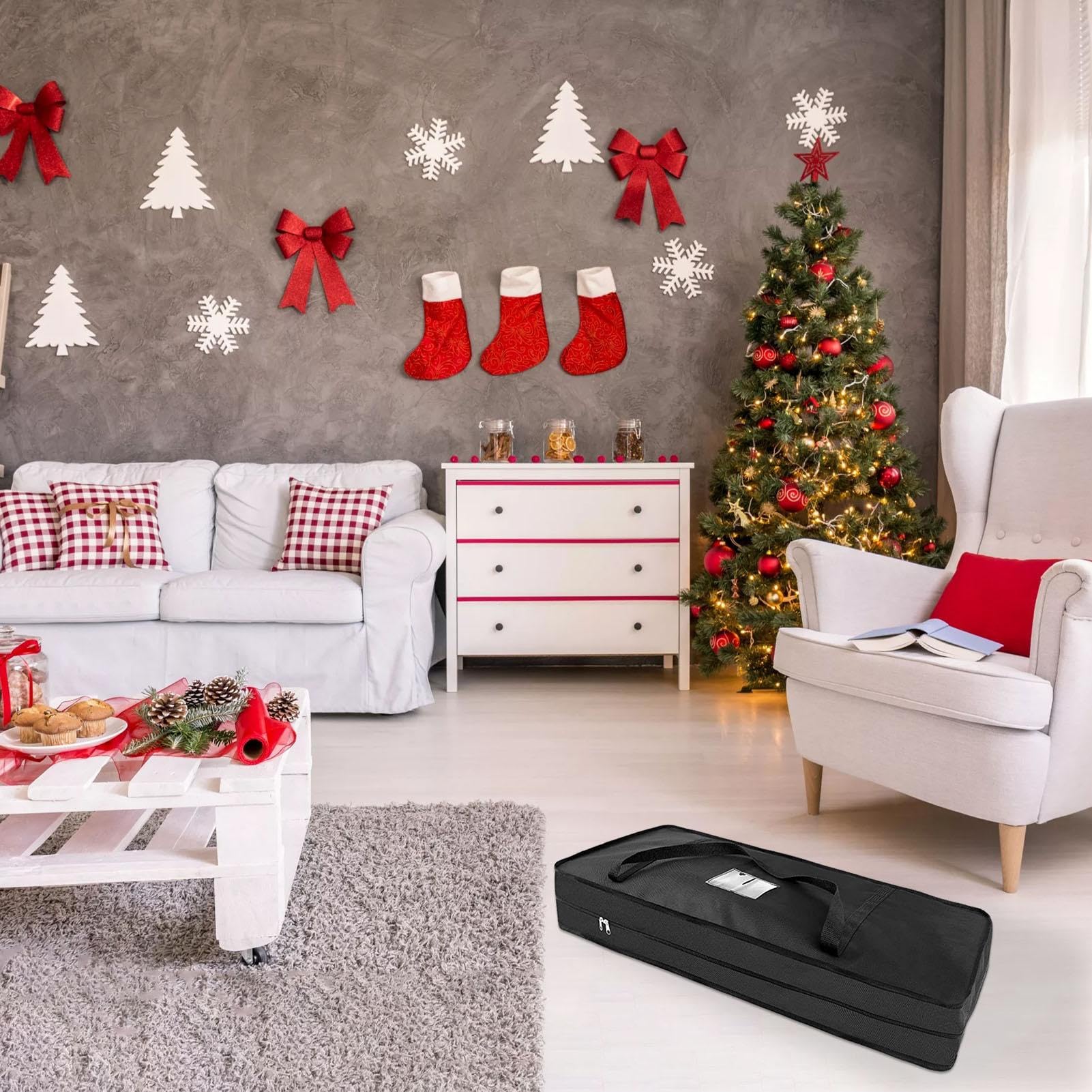 Sac De Rangement Pour Papier Cadeau, étanche, étanche à La Poussière Avec Fermeture éclair | Boîte Portable Noire Pour Rubans, Nœuds, Sacs, Tissu Oxford 600D, Grand Espace De Rangement