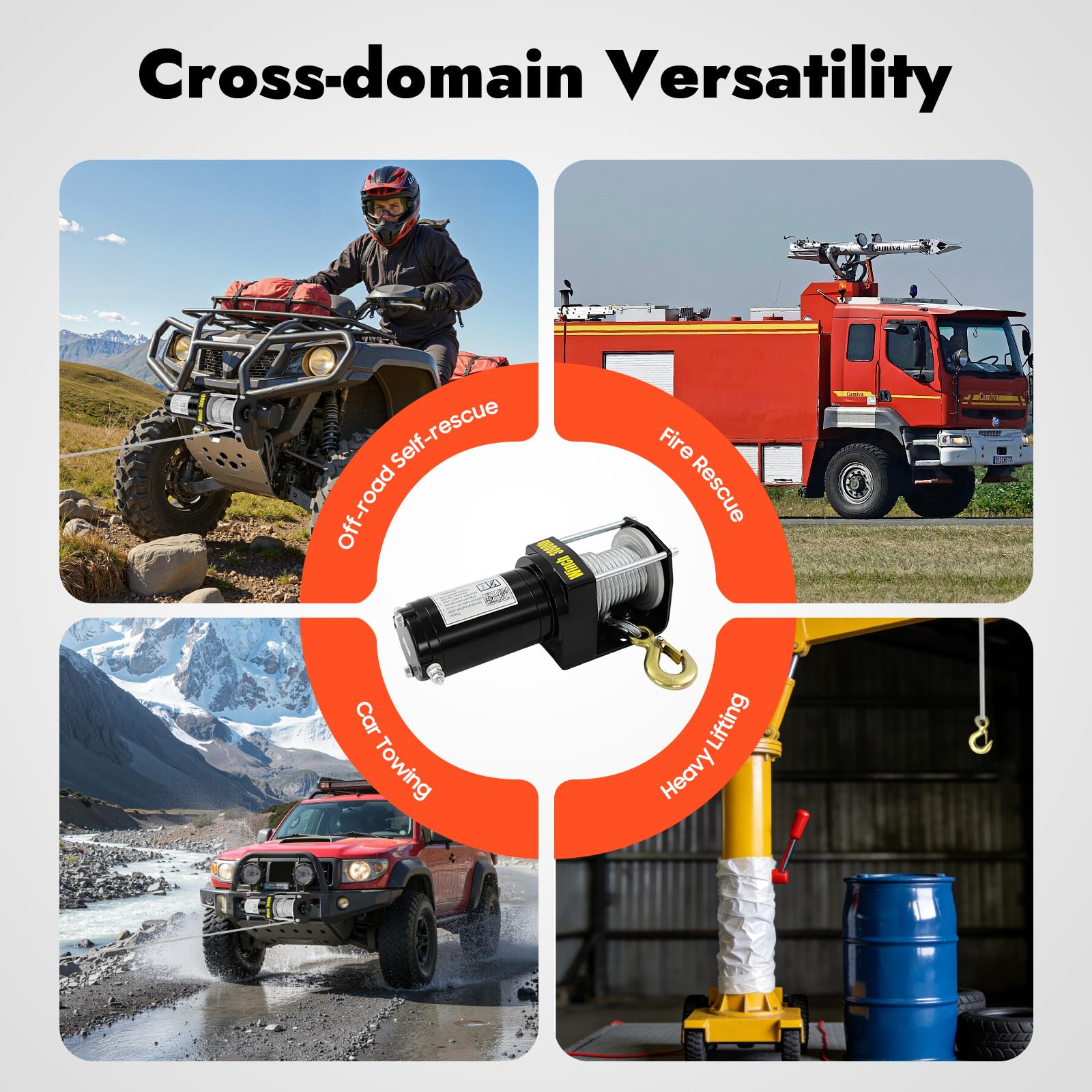 Treuil électrique 12 V, avec télécommande, 1300 kg tout-terrain, treuil électrique, câble en acier de 6 m