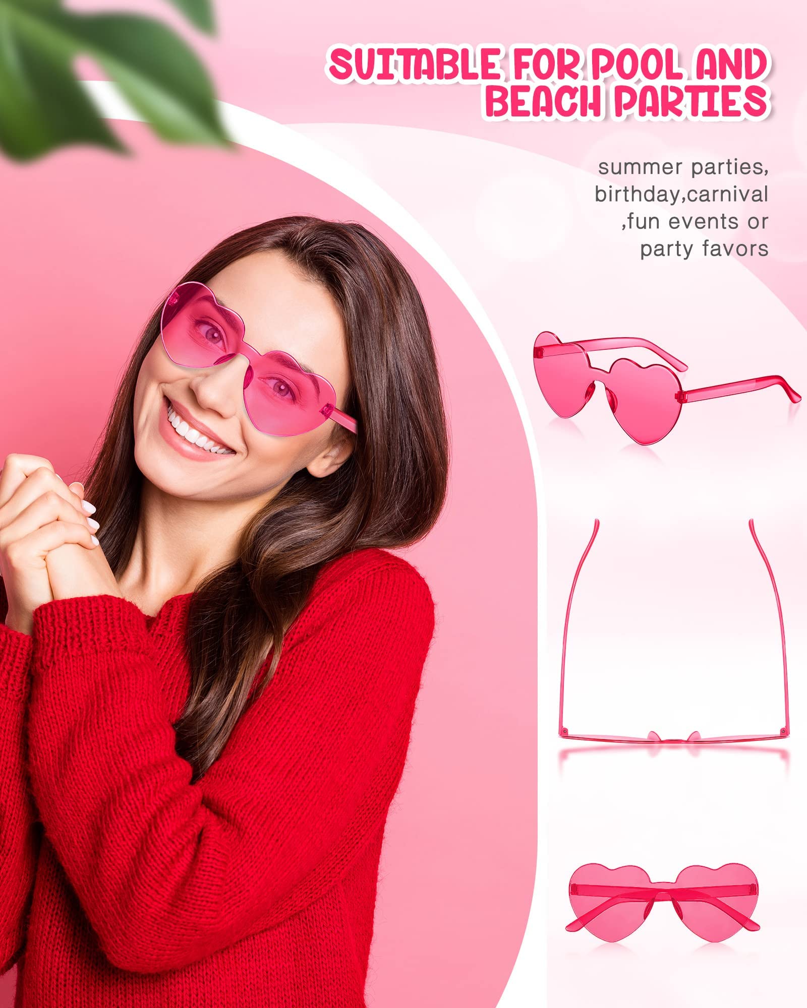 JDHXBMW 30Pairs Heart Sunglasses for Women Transparent Heart Shaped Sunglasses Bulk Fun Sunglasses Pack for Party Favor