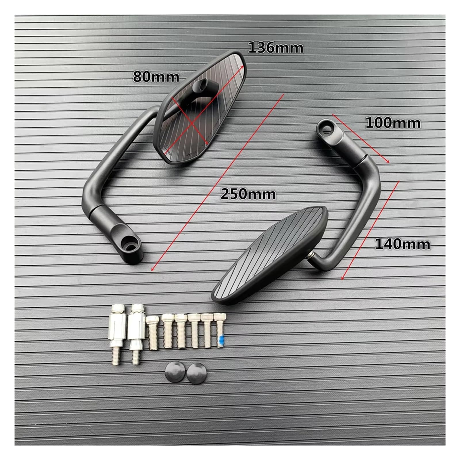Espejos Moto Espejo Retrovisor De Manillar Ovalado Retro con Barra En L para Motocicleta para Bicicleta De Calle, Scooter, Cruiser Y Chopper Retrovisores Laterales(Black)