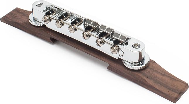 Golden Age Tune-o-matic Bridge for Archtop Guitar, Chrome on Rosewood Base