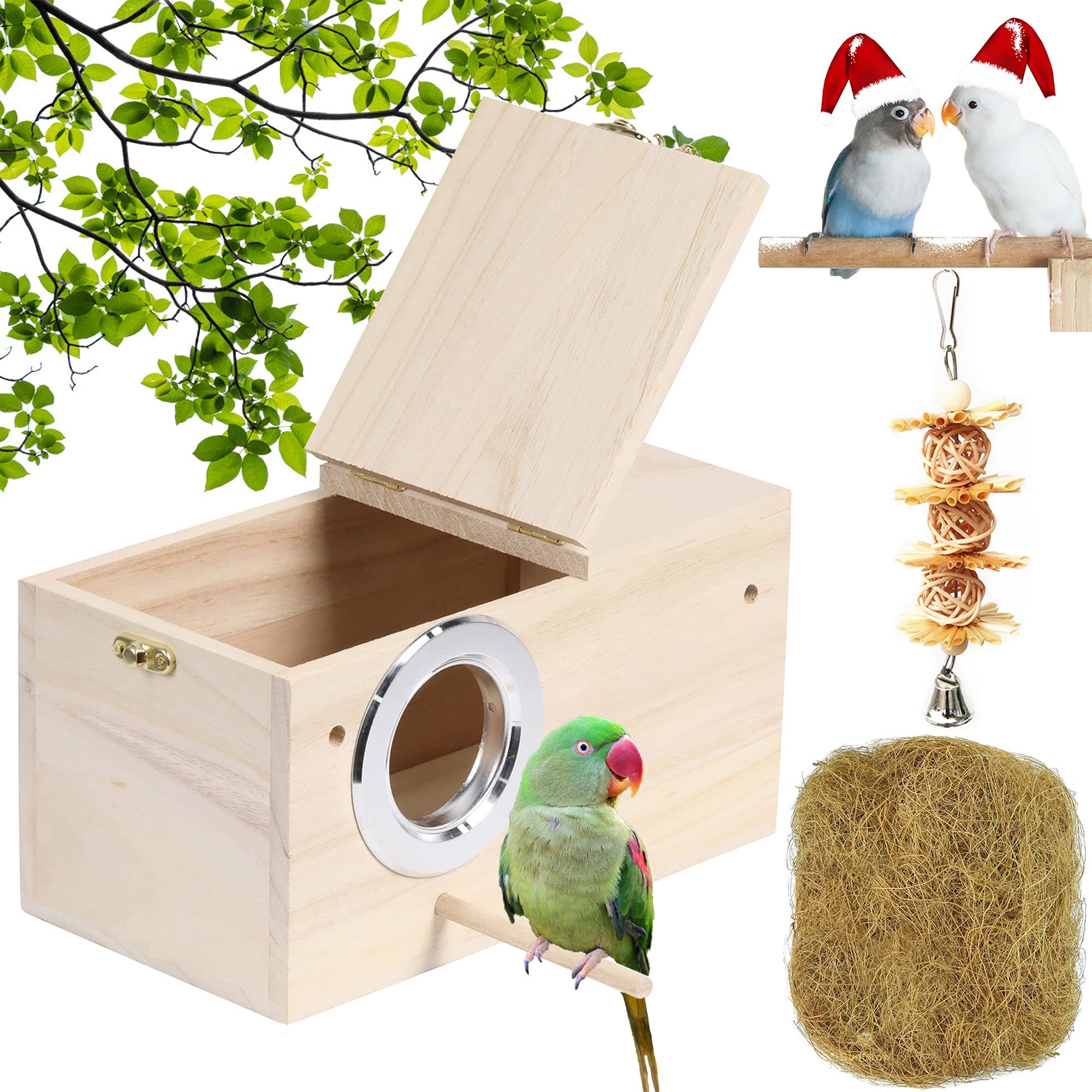 Buy PETWAKEYST Birds Breeding Box,Wooden Parakeet Nesting Box Cage