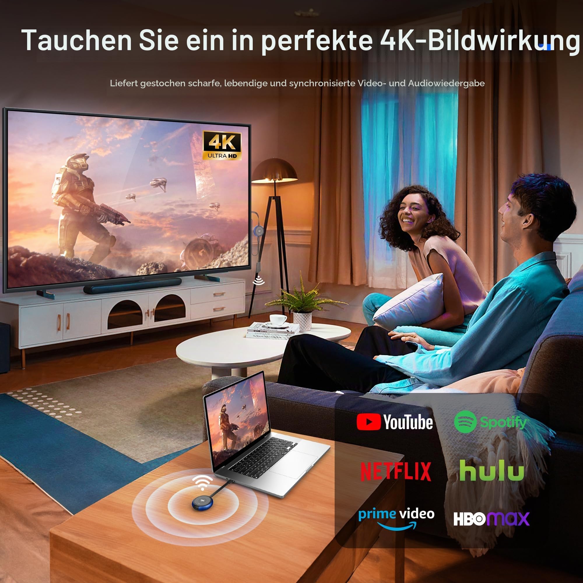 5.8G USB C Wireless Transmitter 165FT/50M USB-C Transmitter HDMI Drahtlos übertragen, HDMI Funk für Laptop, i-Phone 15, TV Box, Kamera zu Monitor, Projektor,TV (TX Needs to be Used with the RX)