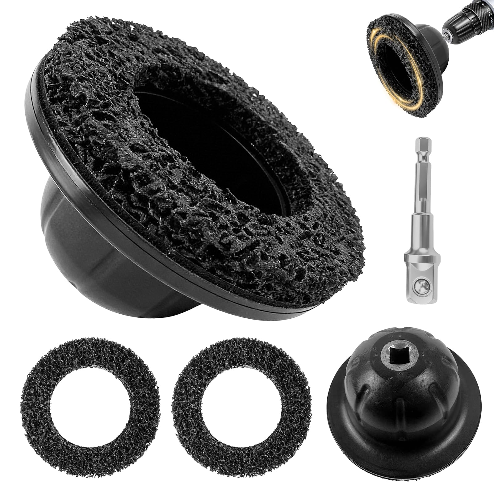 Meuleuse De Moyeu De Roue, Ponceuse De Moyeu De Roue, Ø Intérieur 90 Mm, Meuleuse À Tête Sphérique Avec 1 Disque De Rechange, Nettoyeur De Moyeu, Jeu De Brosses Pour Moyeu Pour L'entretien Des Jantes