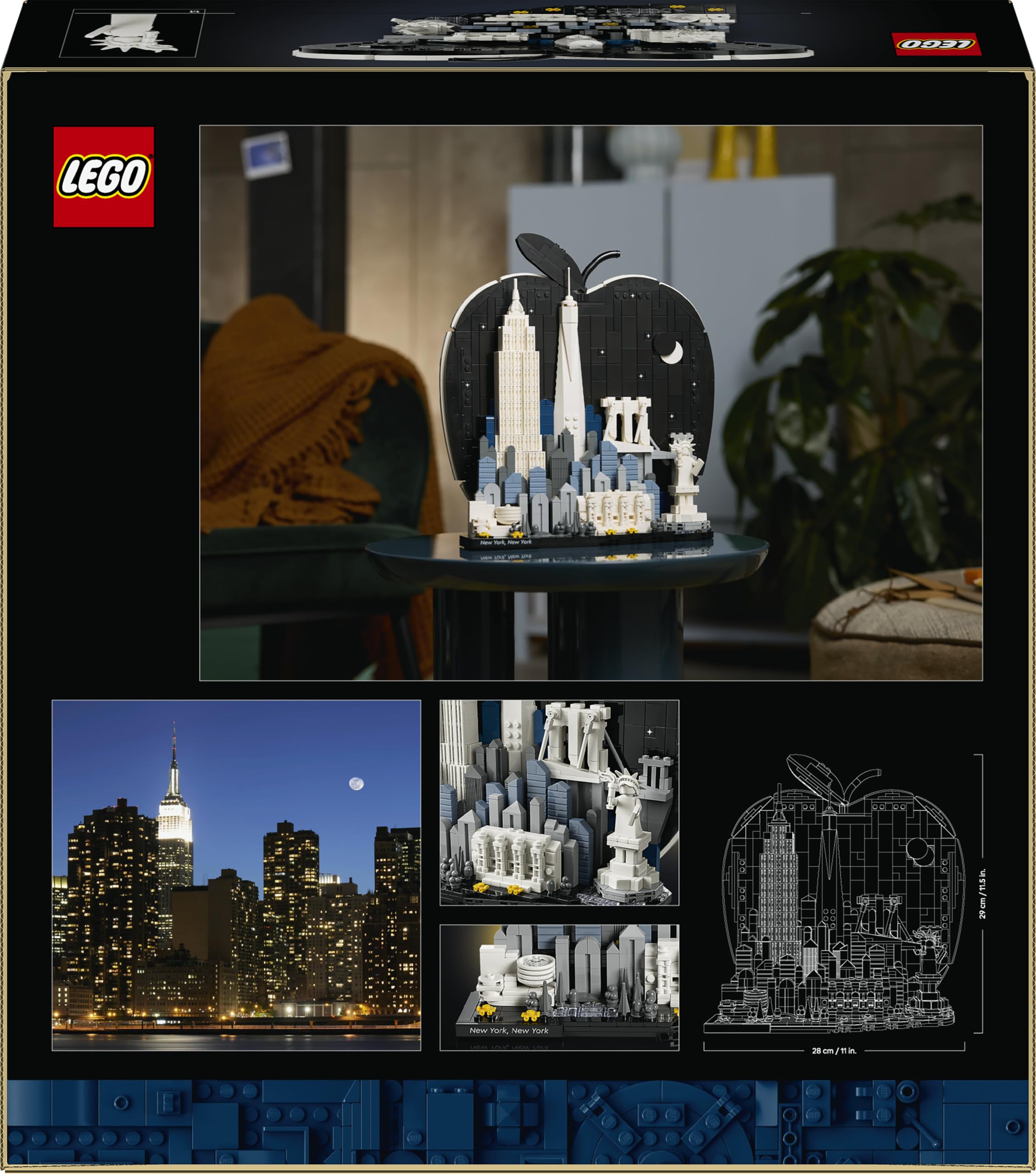 LEGO Architecture New York City – The Big Apple - Miniatur Bauset für Erwachsene - 3D Regaldekoration mit Wahrzeichen inkl. Empire State Building und Brooklyn Bridge - DIY Geschenkidee - 21066