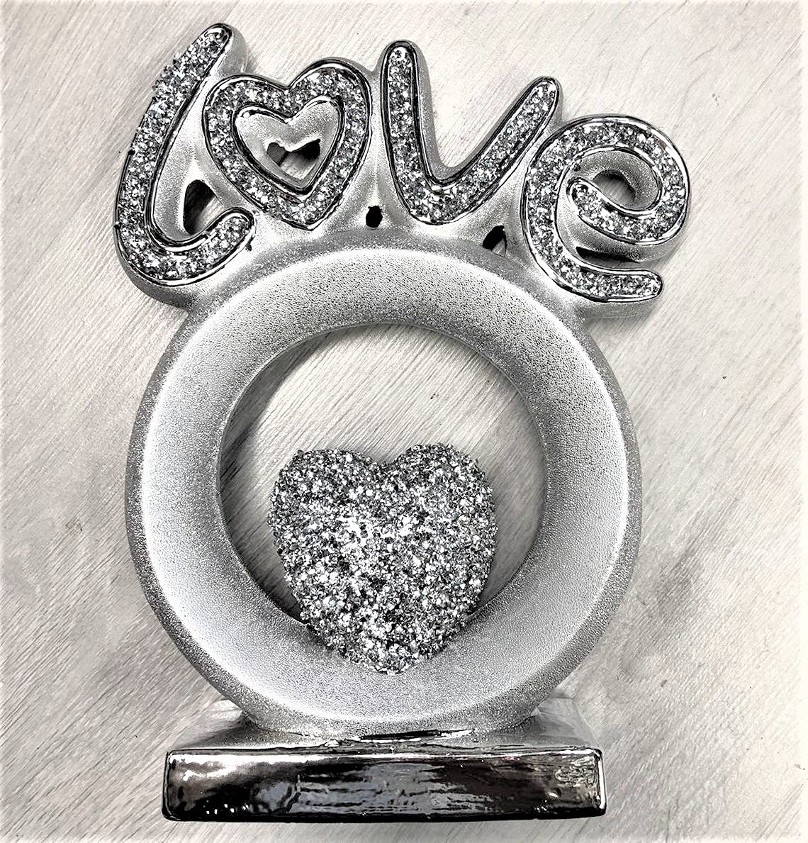 Touch of Venetian Stunning Figurine Silver Crushed Diamond Crystal Ornament Home Decor Gift Diamante Heart Love