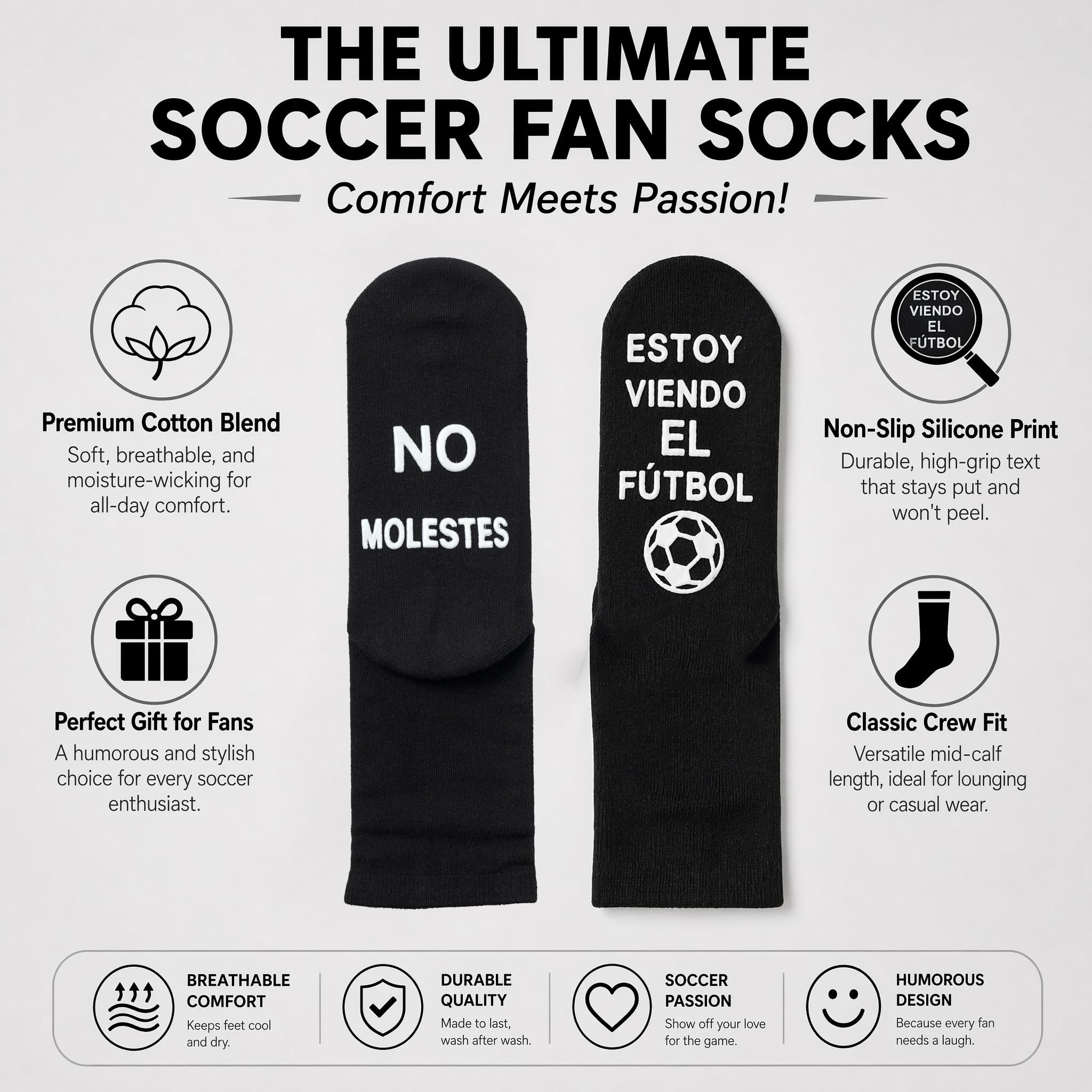 BONANGEL Calcetines Hombre Divertidos Algodón Calcetines 39-46 Regalo Hombres Padre Abuelo Novio Fanáticos Fútbol Calcetines Antideslizantes Regalo Cumpleaños