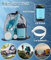 WADEO Hordozható Campingzuhany Akkumulátorral és Pumpával, 6000-8000mAh Töltödhető Akkus Kültéri Zuhany 6