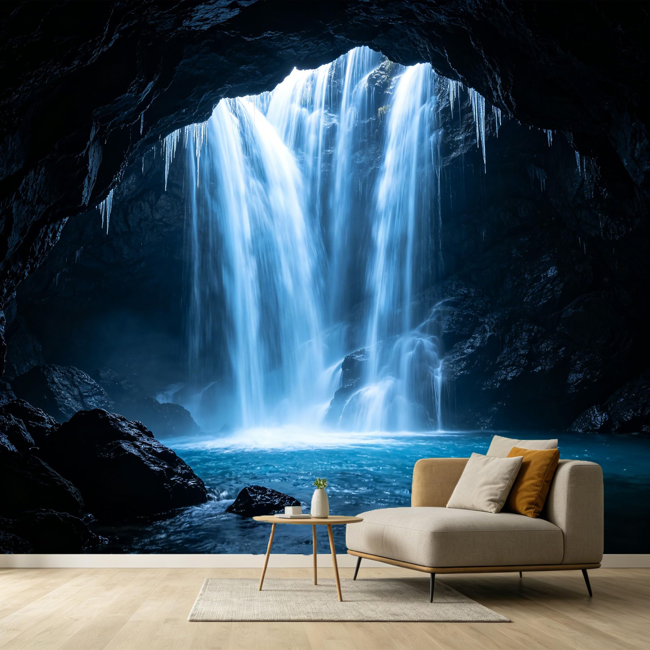 Custom Size Wall Murals Waterfall Landscape 3D Trompe L'Oeil Rock Cave Nature SelfAdhesive Wall Fabric Removable Large Wallpaper for Photo Living Room