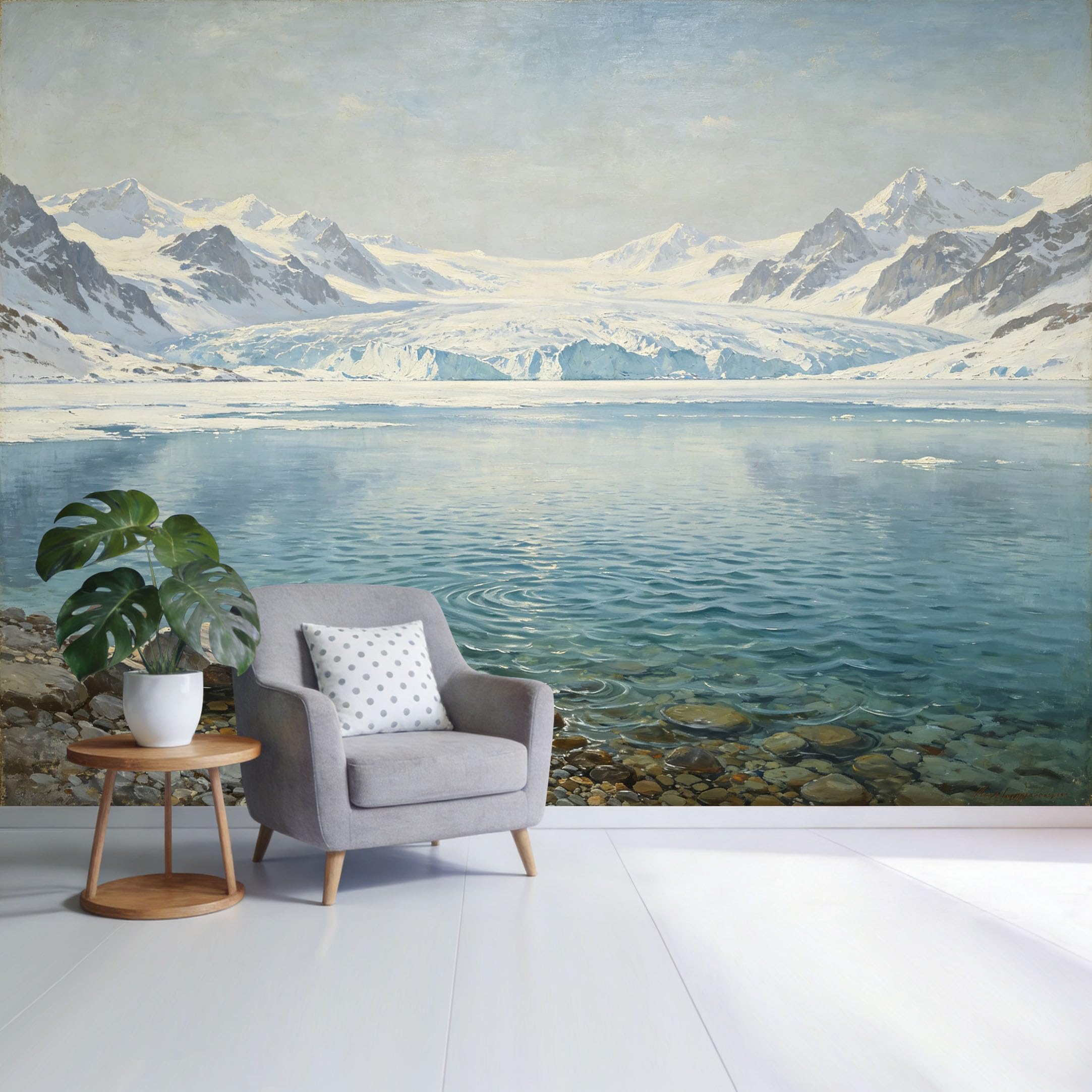Custom Size Wall Mural Arctic Glacier Mountain Lake Landscape ICY Blue Water Reflection Nature Scenic SelfAdhesive Wall Fabric Removable Wallpaper for Home Office Decor