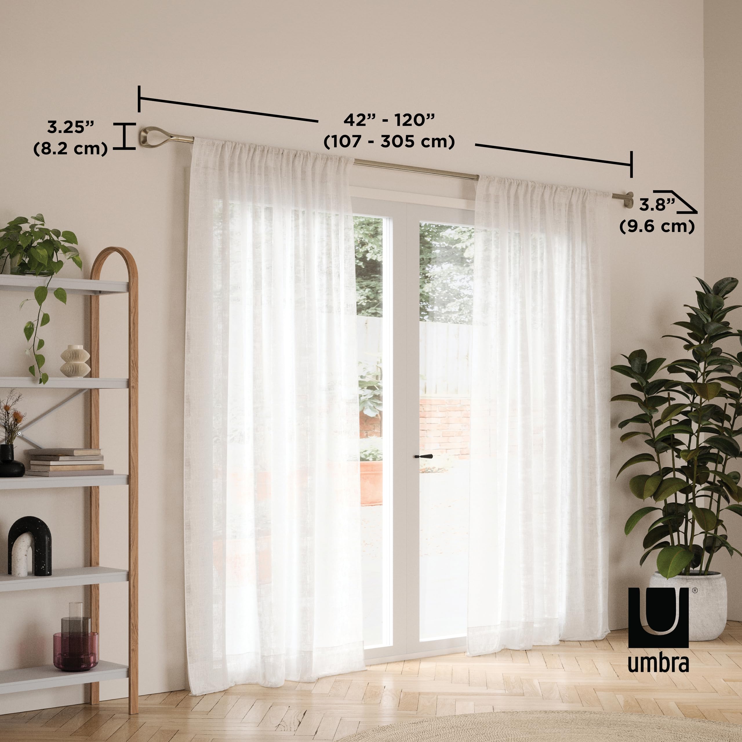 Umbra Loop Curtain Rod for Window Adjustable 42" to 120", Nickel, 107 cm x 10 cm - Image 3