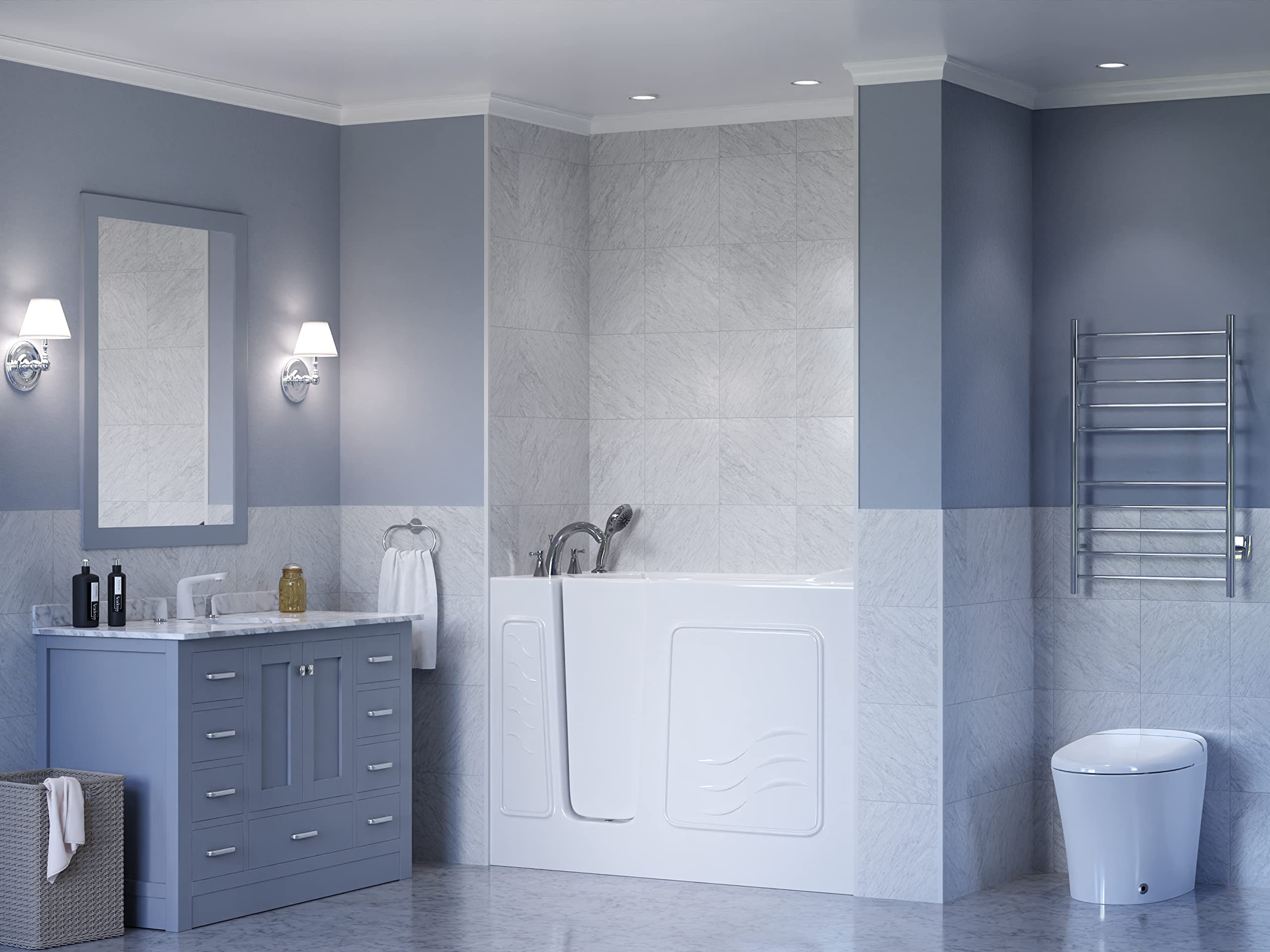 ANZZI Walk In Tub 53'' x 26'' Left Drain Soaking in White